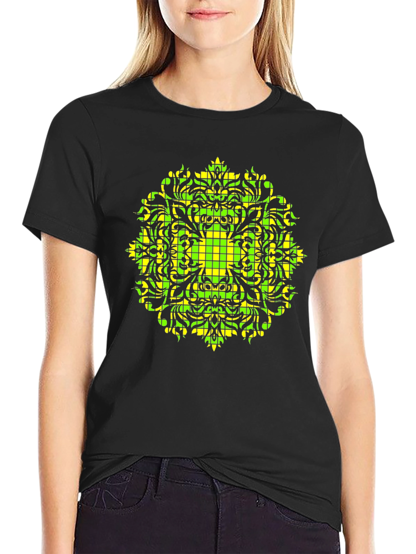 Geometric Mandala Tee - Black