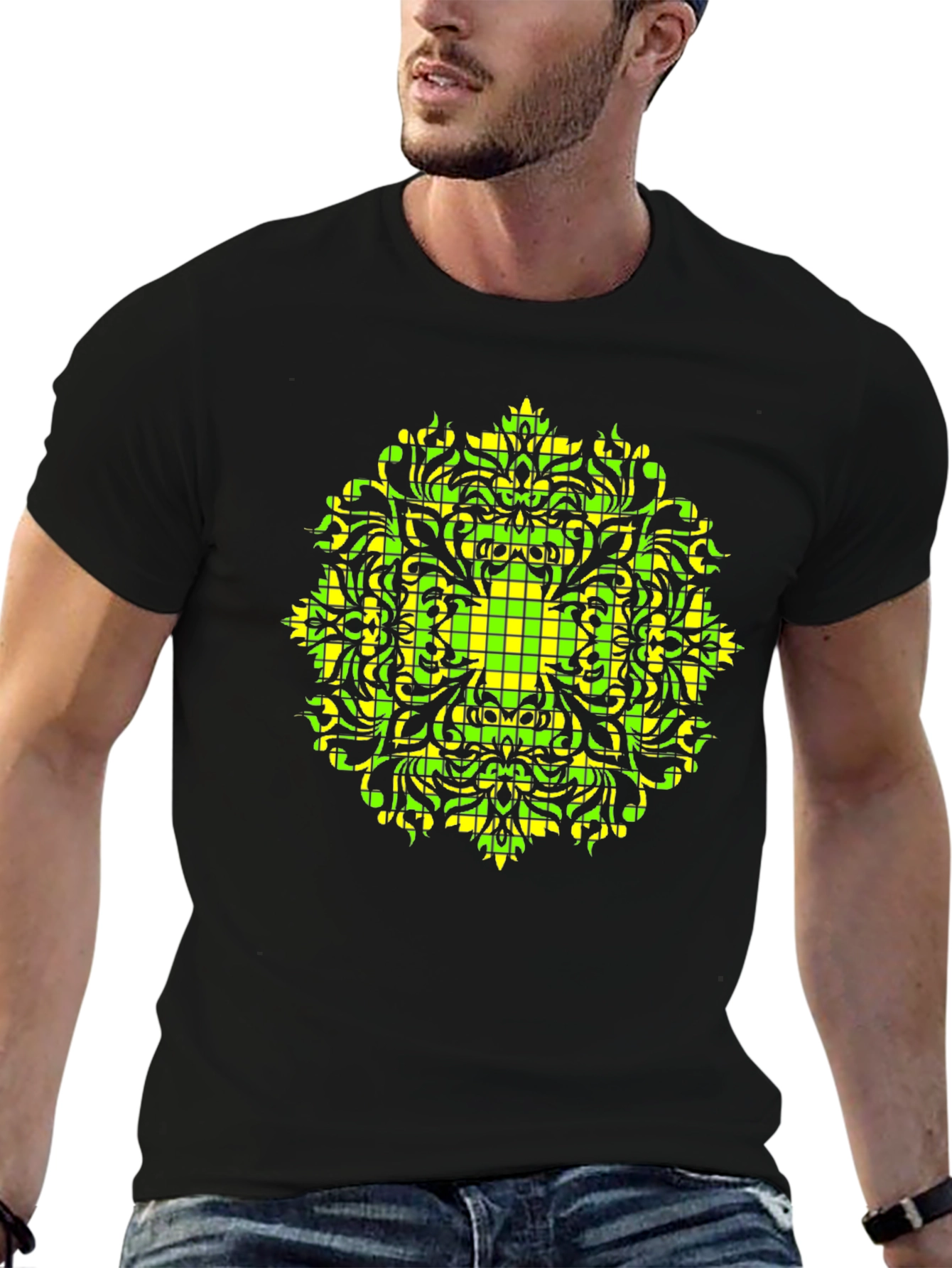Geometric Mandala Tee - Black