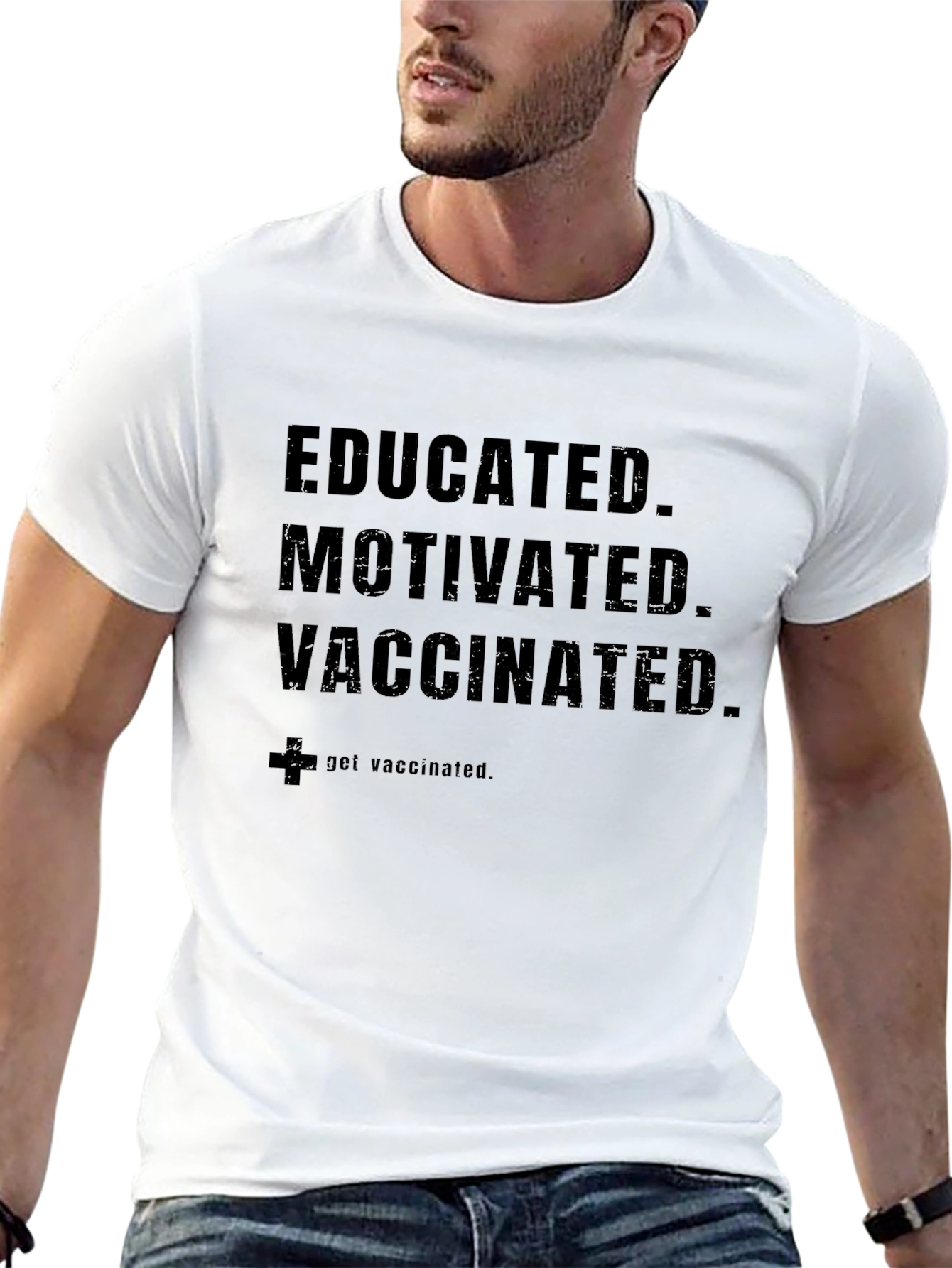 Educated Motivated Vaccinated Black T-Shirt