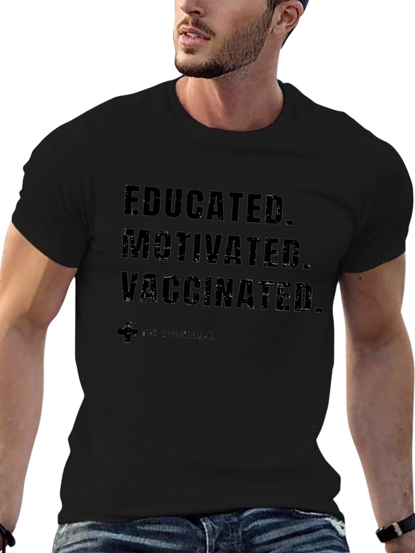 Educated Motivated Vaccinated Black T-Shirt
