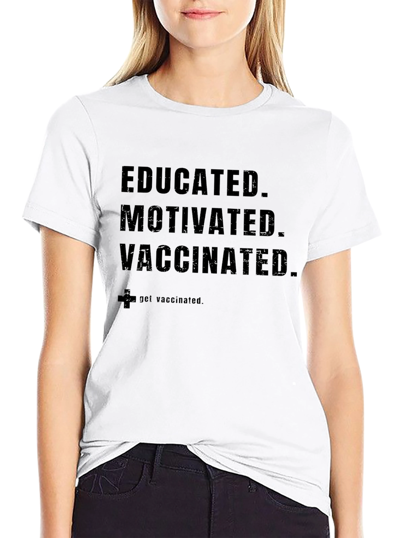 Educated Motivated Vaccinated Black T-Shirt