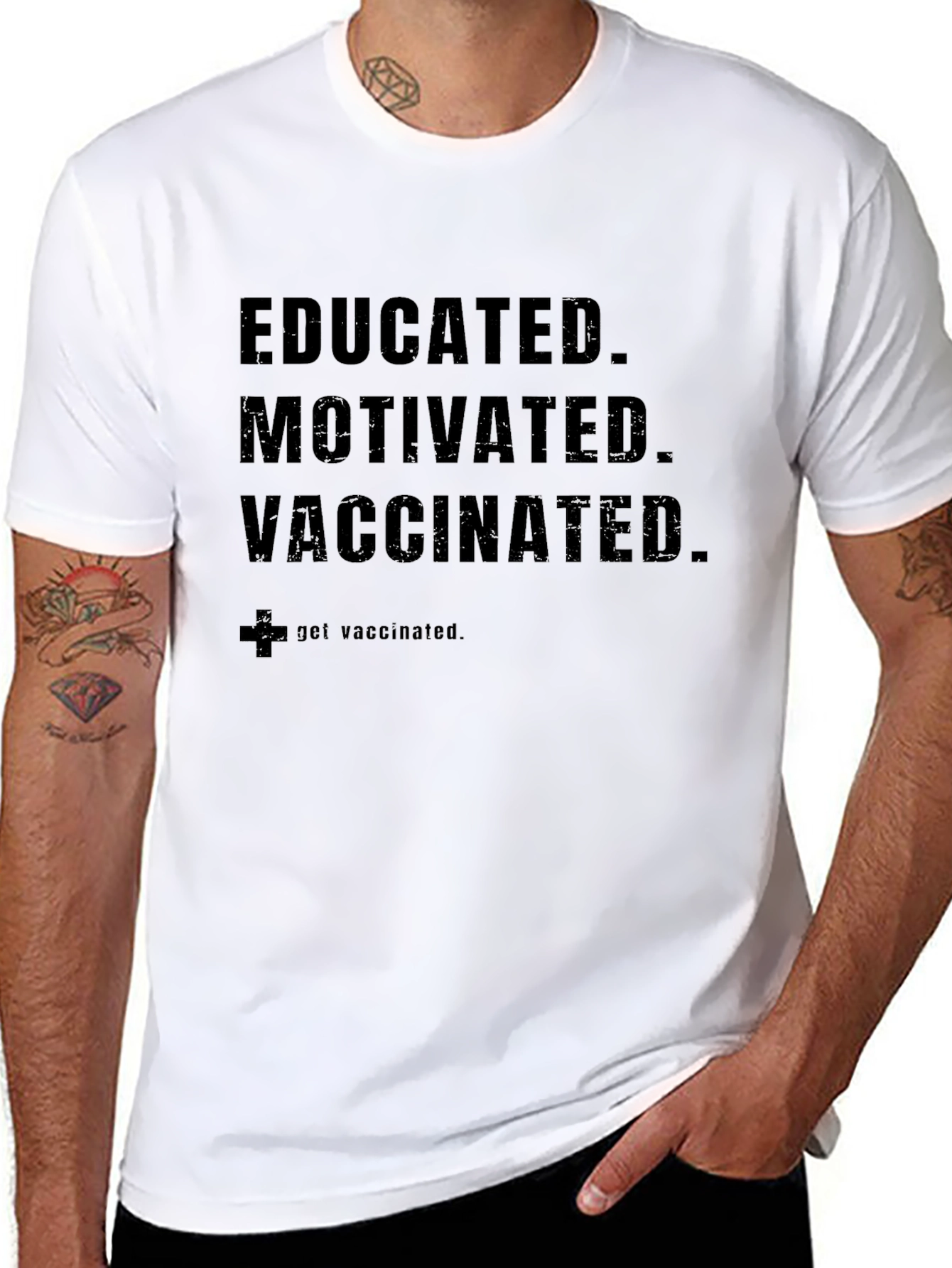 Educated Motivated Vaccinated Black T-Shirt