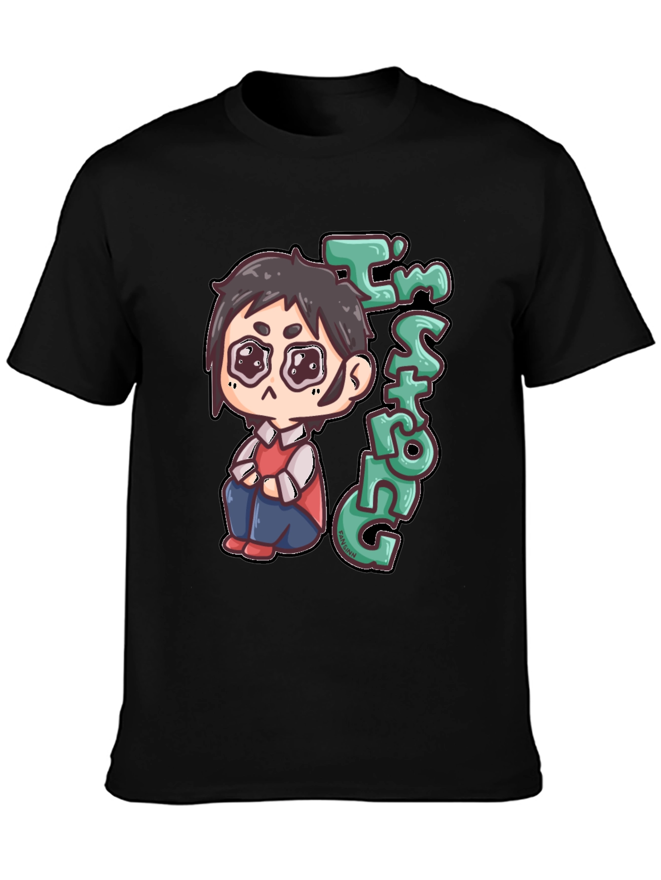 Im Strong Cartoon Character Black T-Shirt