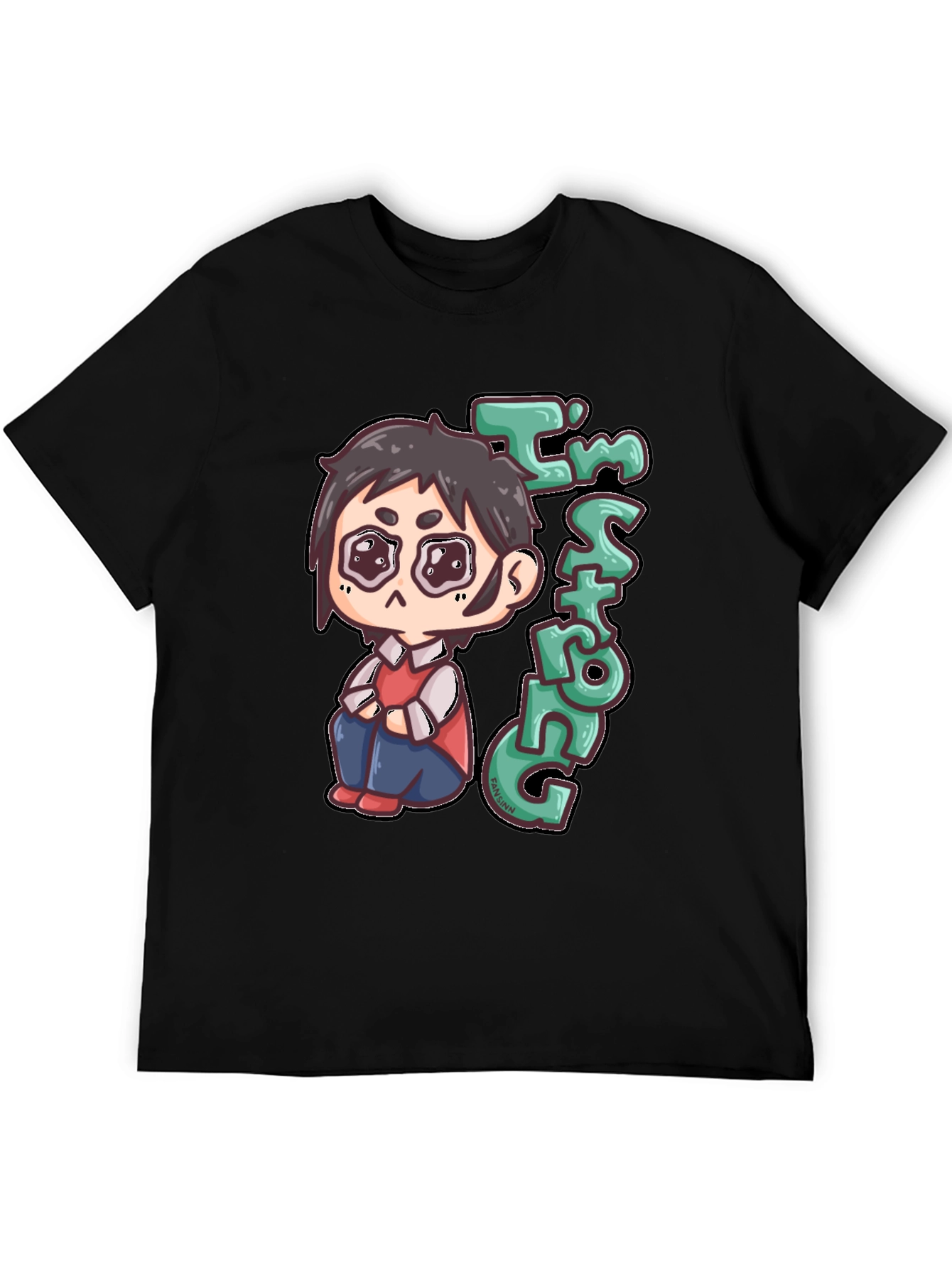 Im Strong Cartoon Character Black T-Shirt