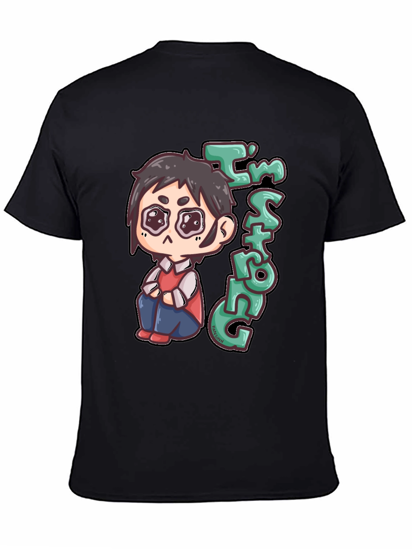 Im Strong Cartoon Character Black T-Shirt