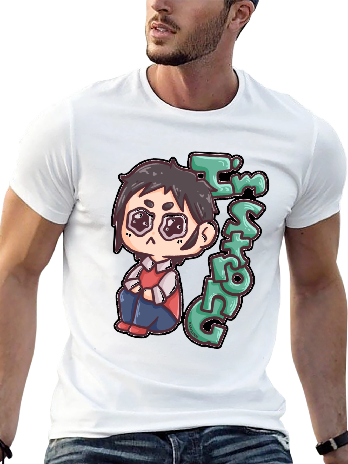 Im Strong Cartoon Character Black T-Shirt