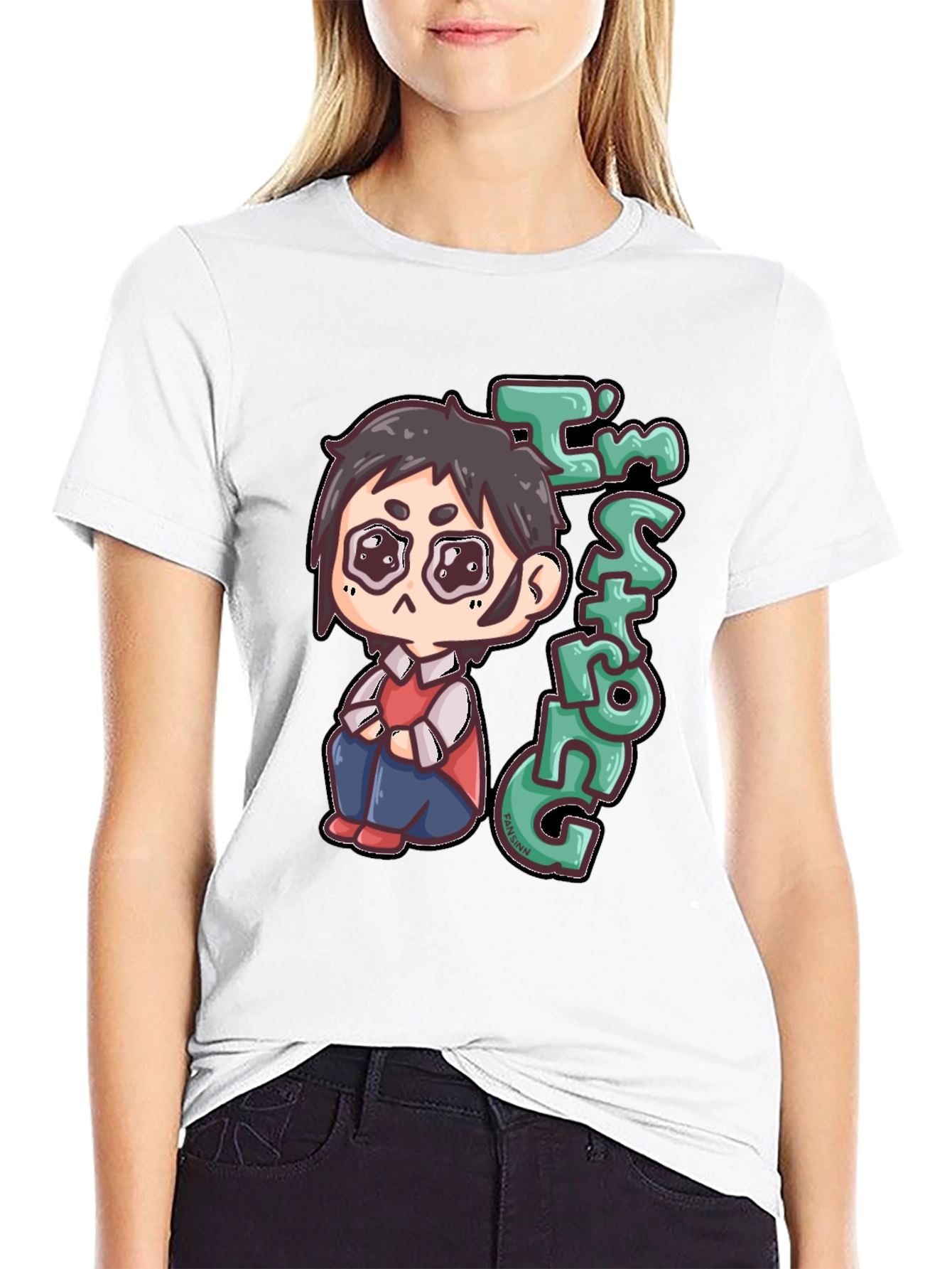 Im Strong Cartoon Character Black T-Shirt