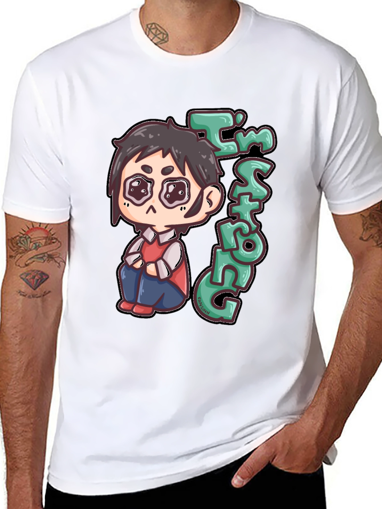Im Strong Cartoon Character Black T-Shirt