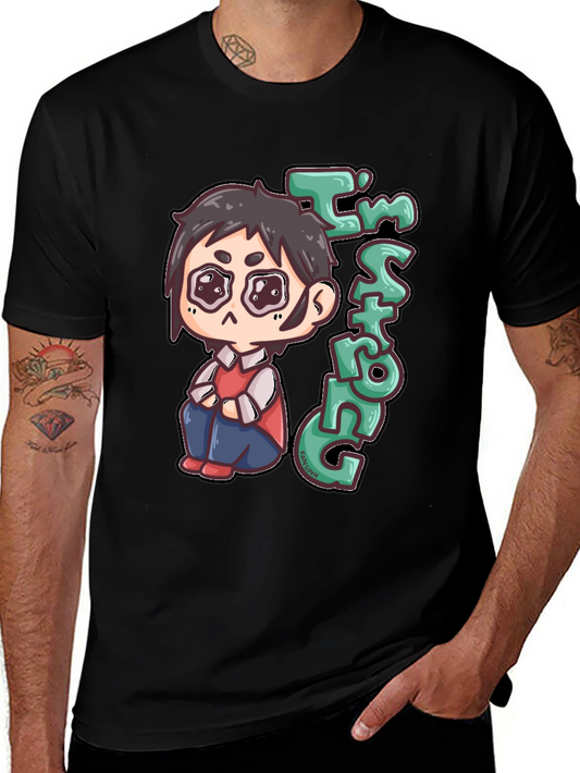 Im Strong Cartoon Character Black T-Shirt