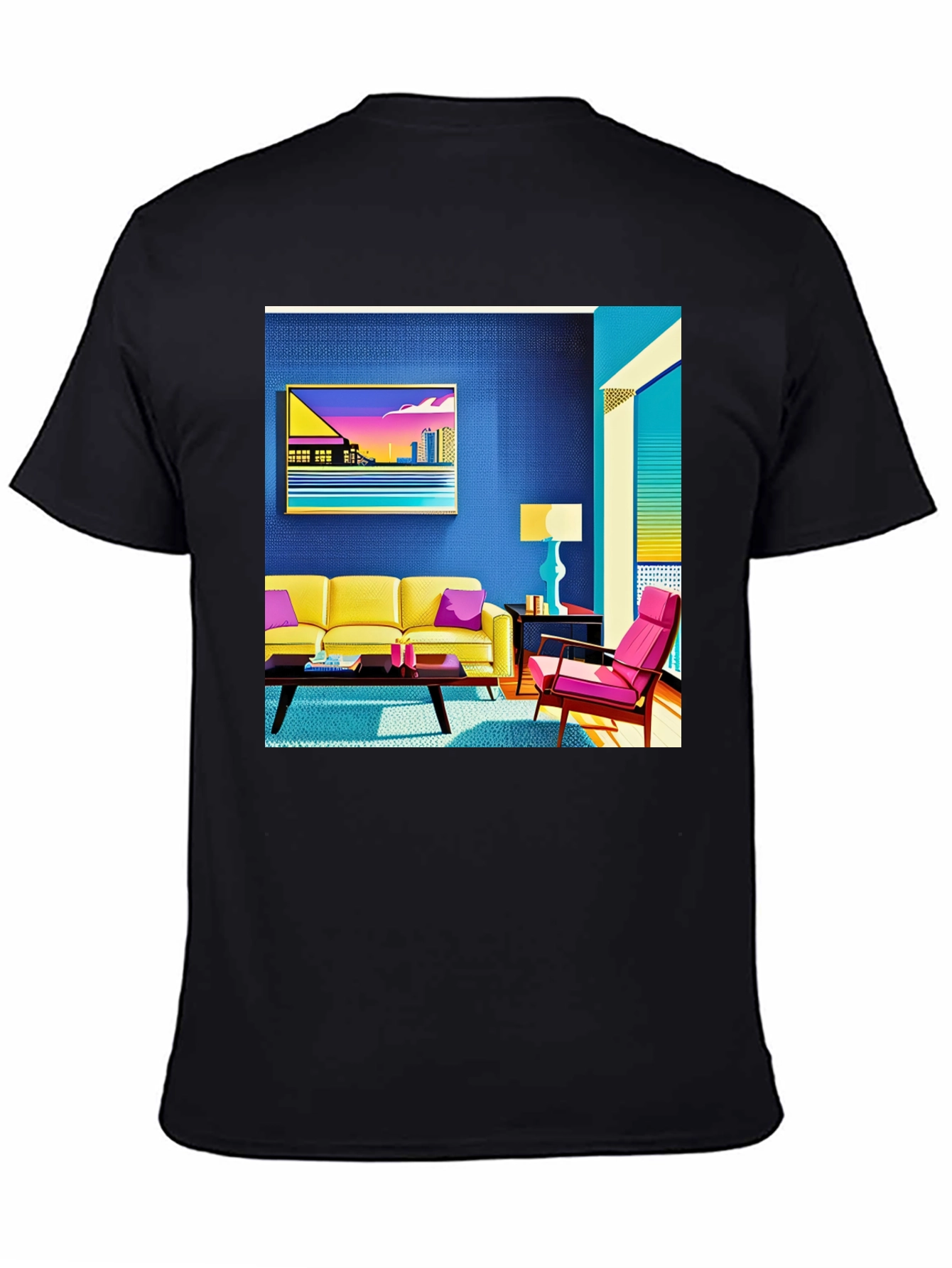 Modern Art Tee: Retro Living Room Graphic Print