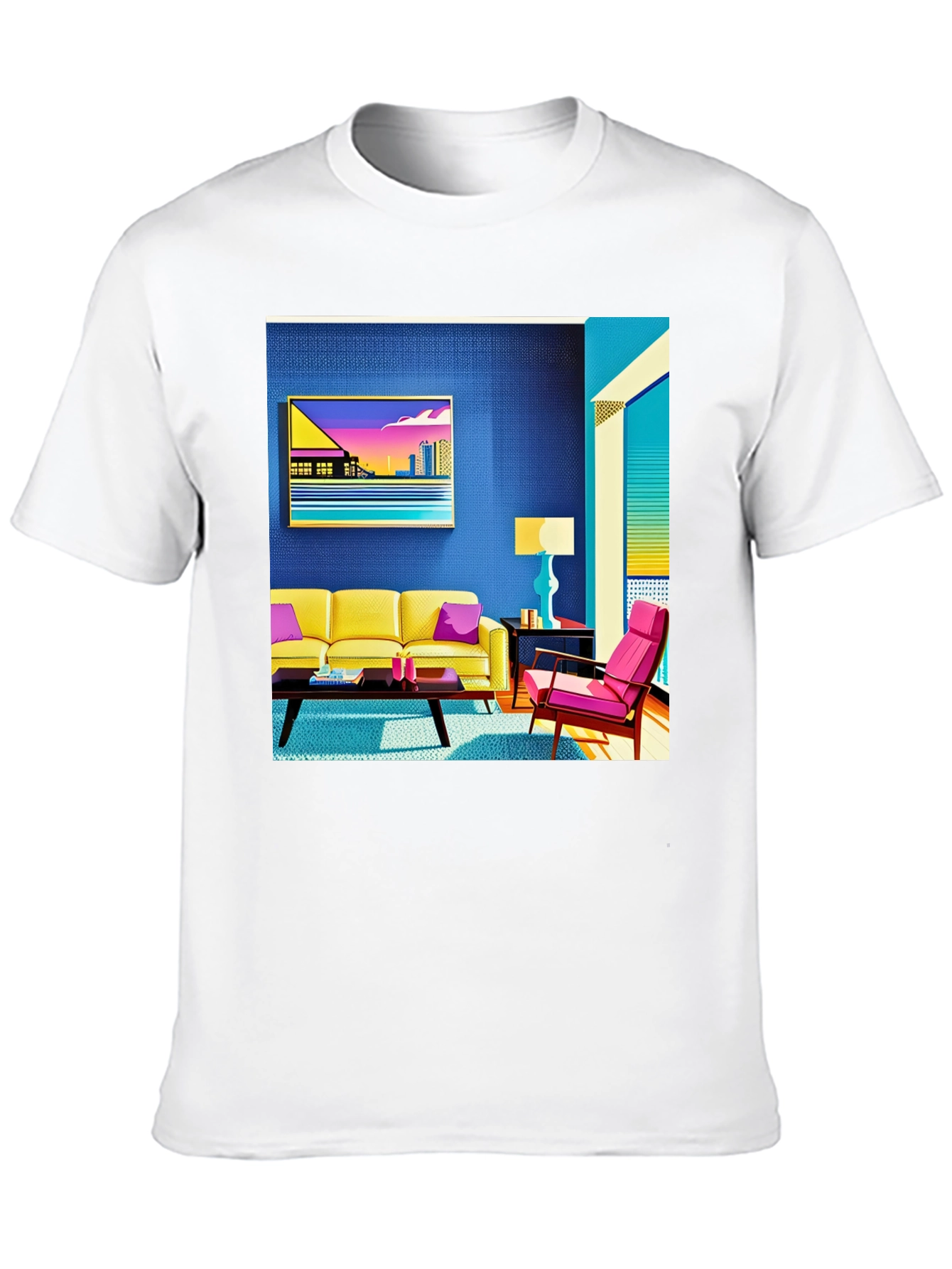 Modern Art Tee: Retro Living Room Graphic Print