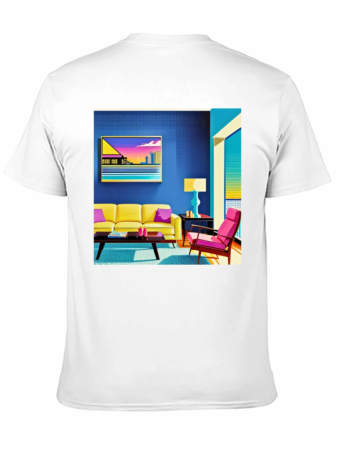 Modern Art Tee: Retro Living Room Graphic Print