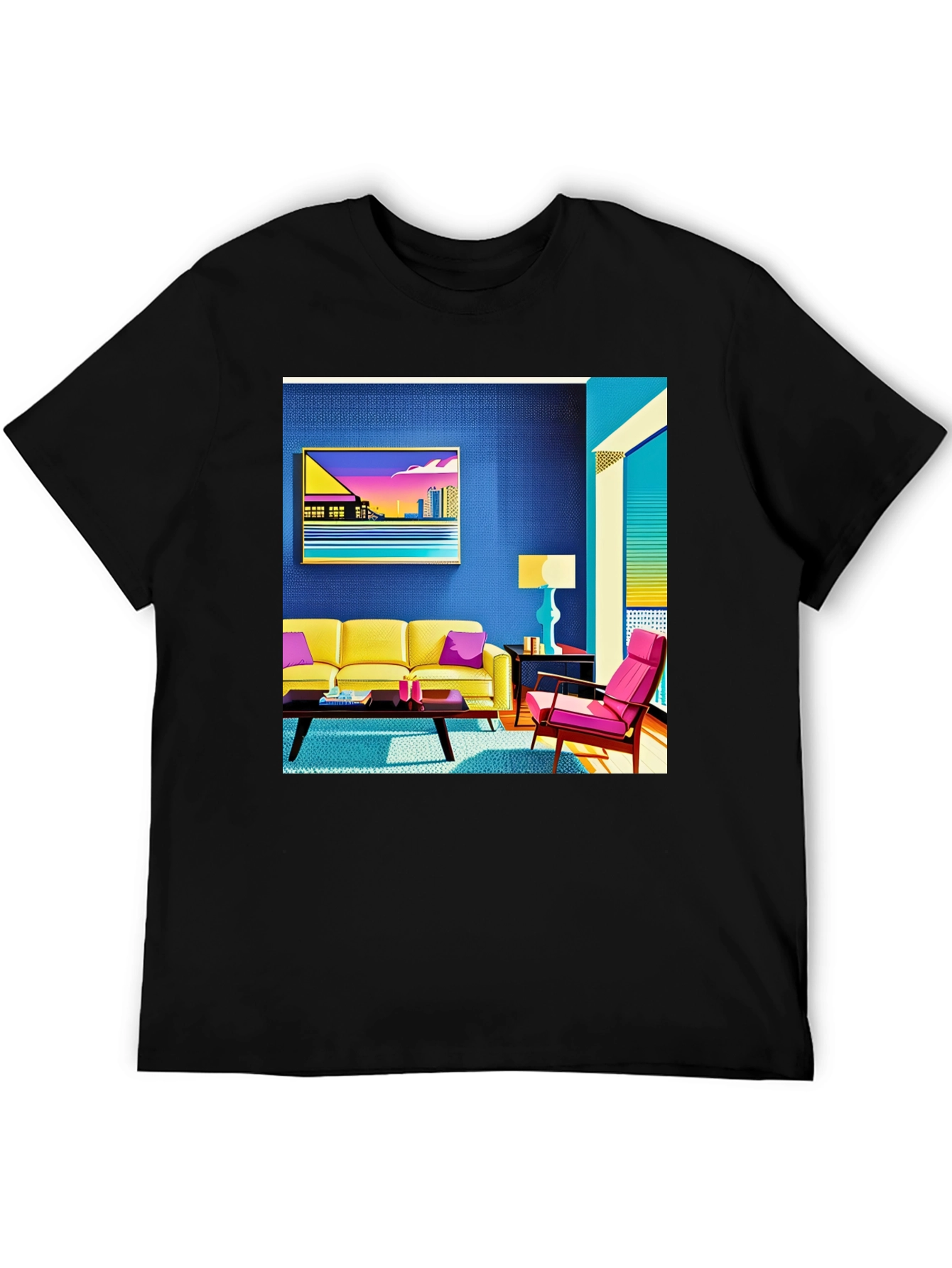 Modern Art Tee: Retro Living Room Graphic Print