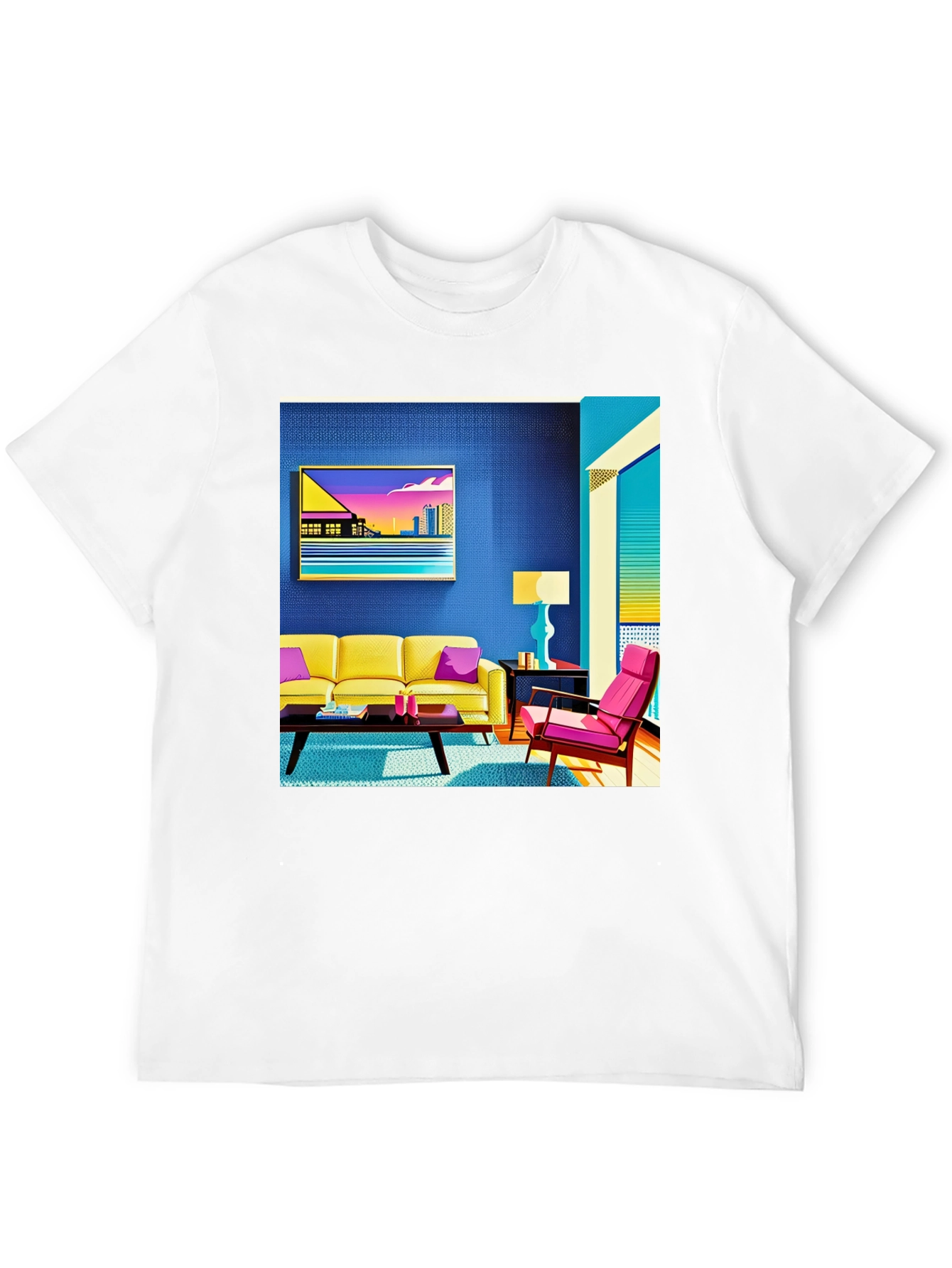 Modern Art Tee: Retro Living Room Graphic Print
