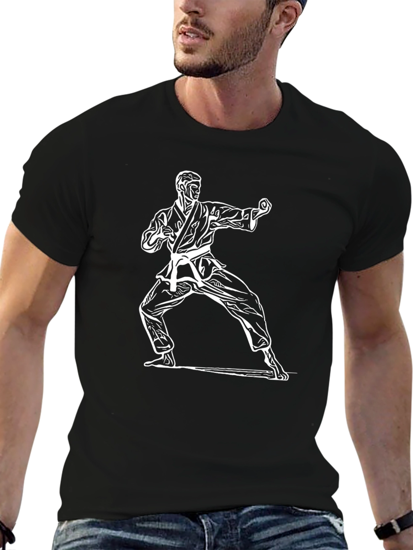 Karate Graphic Tee - Black Cotton Martial Arts Shirt