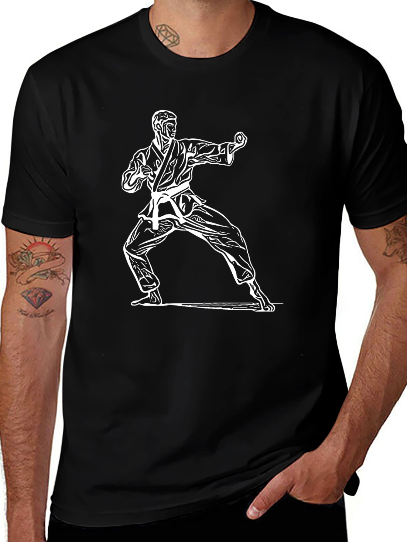 Karate Graphic Tee - Black Cotton Martial Arts Shirt