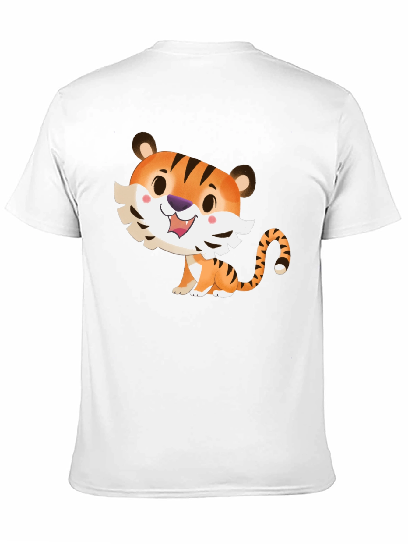 Cute Cartoon Tiger Graphic Tee - Soft Black T-Shirt