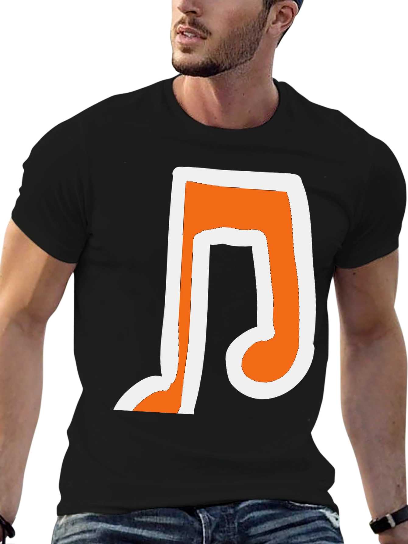 Musical Note Graphic T-Shirt - Trendy Black Tee