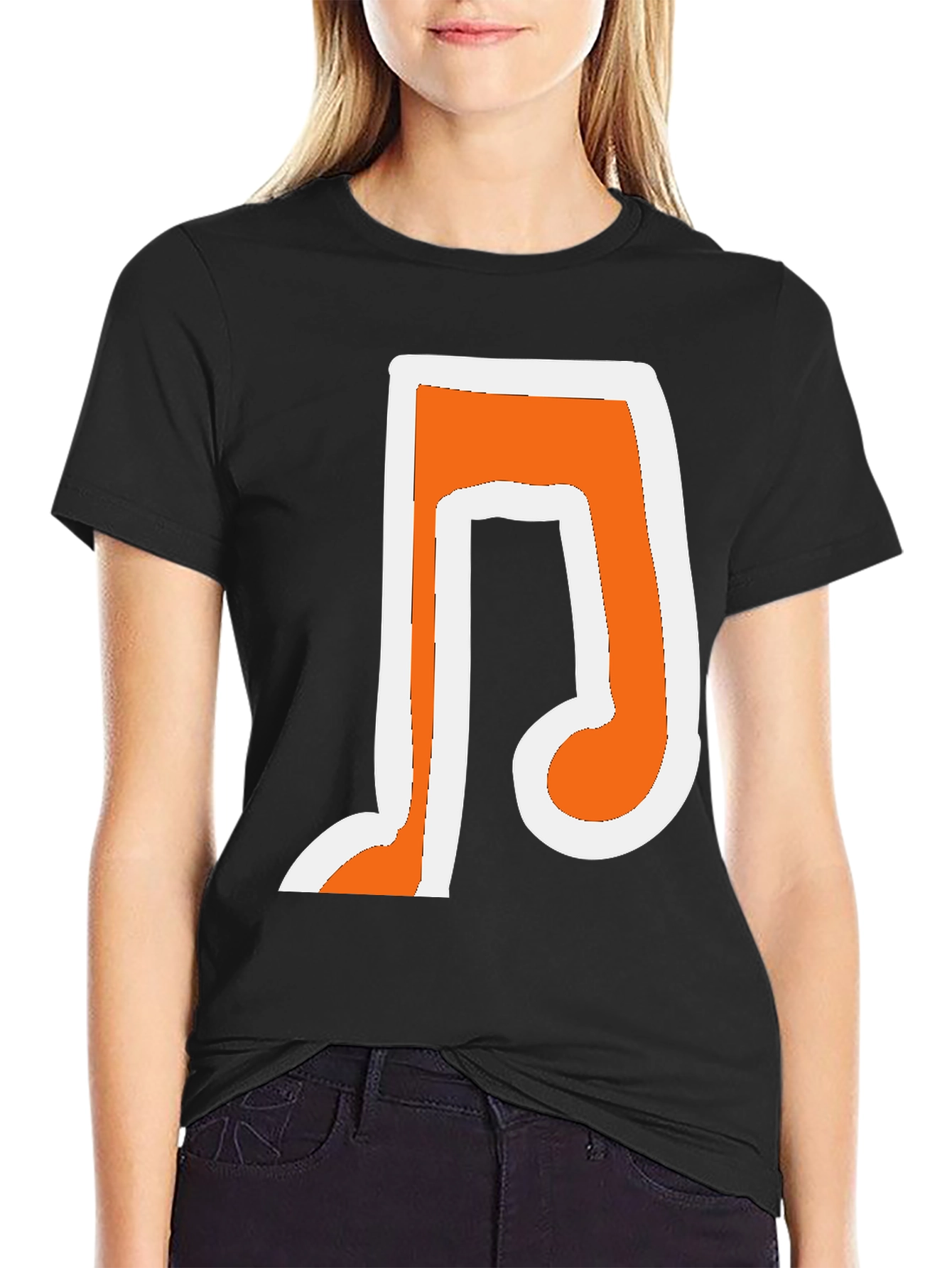 Musical Note Graphic T-Shirt - Trendy Black Tee