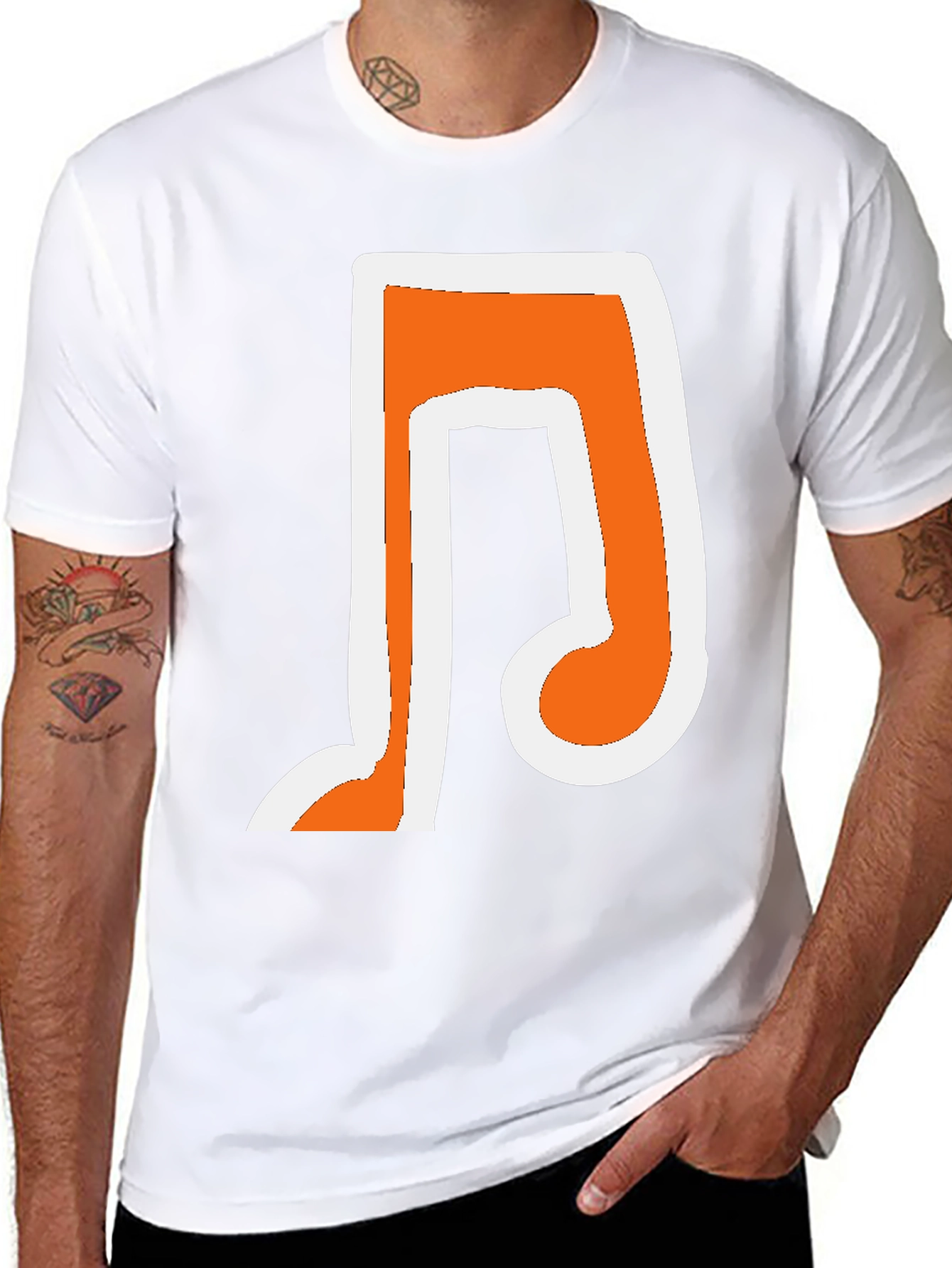 Musical Note Graphic T-Shirt - Trendy Black Tee