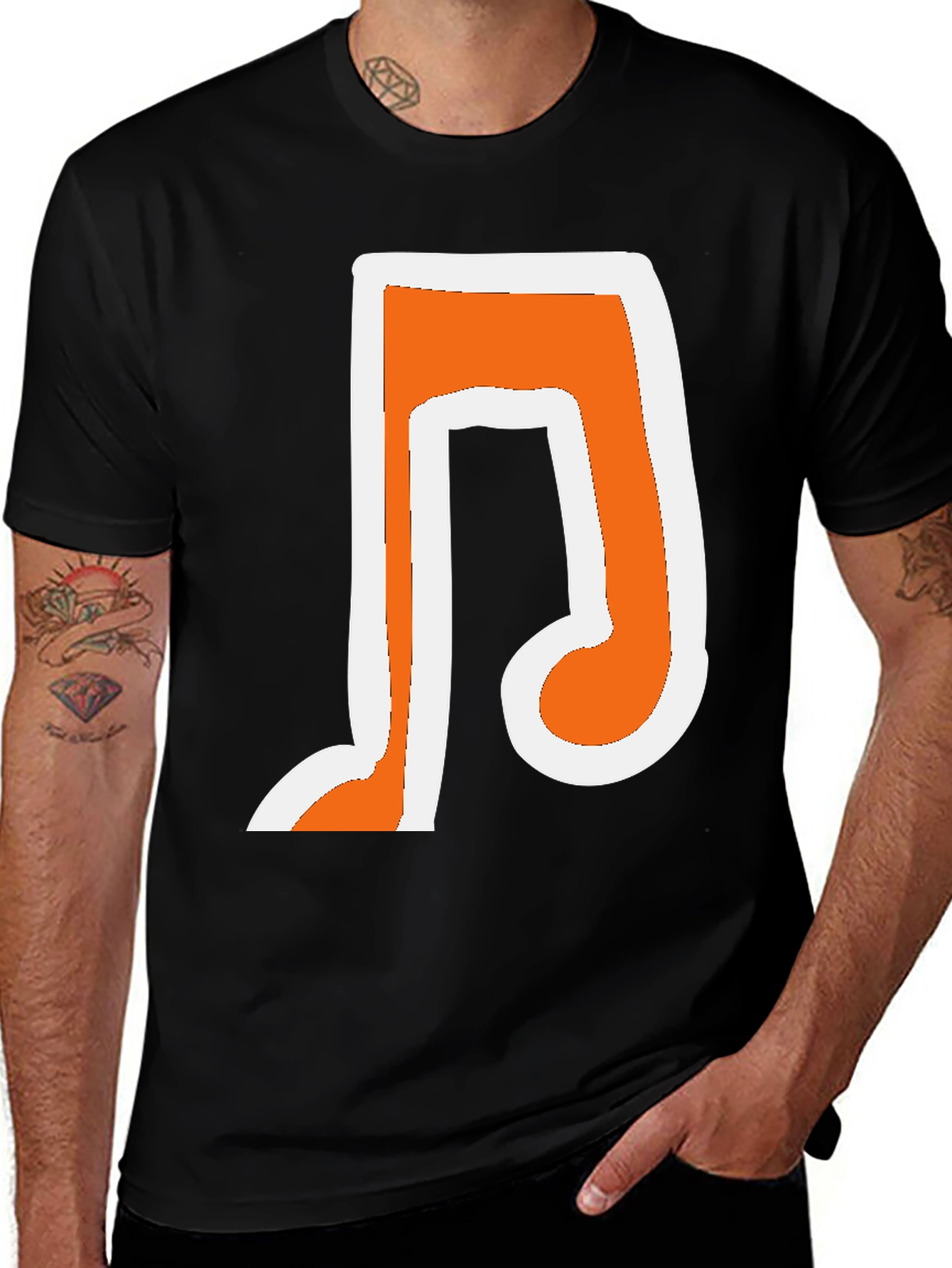 Musical Note Graphic T-Shirt - Trendy Black Tee