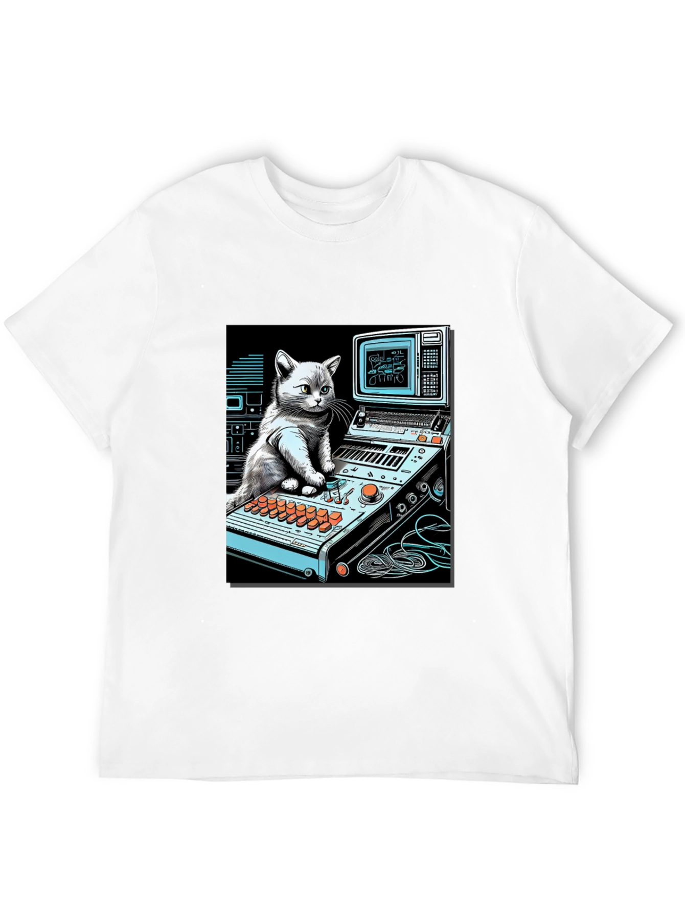 Cat DJ Black T-Shirt