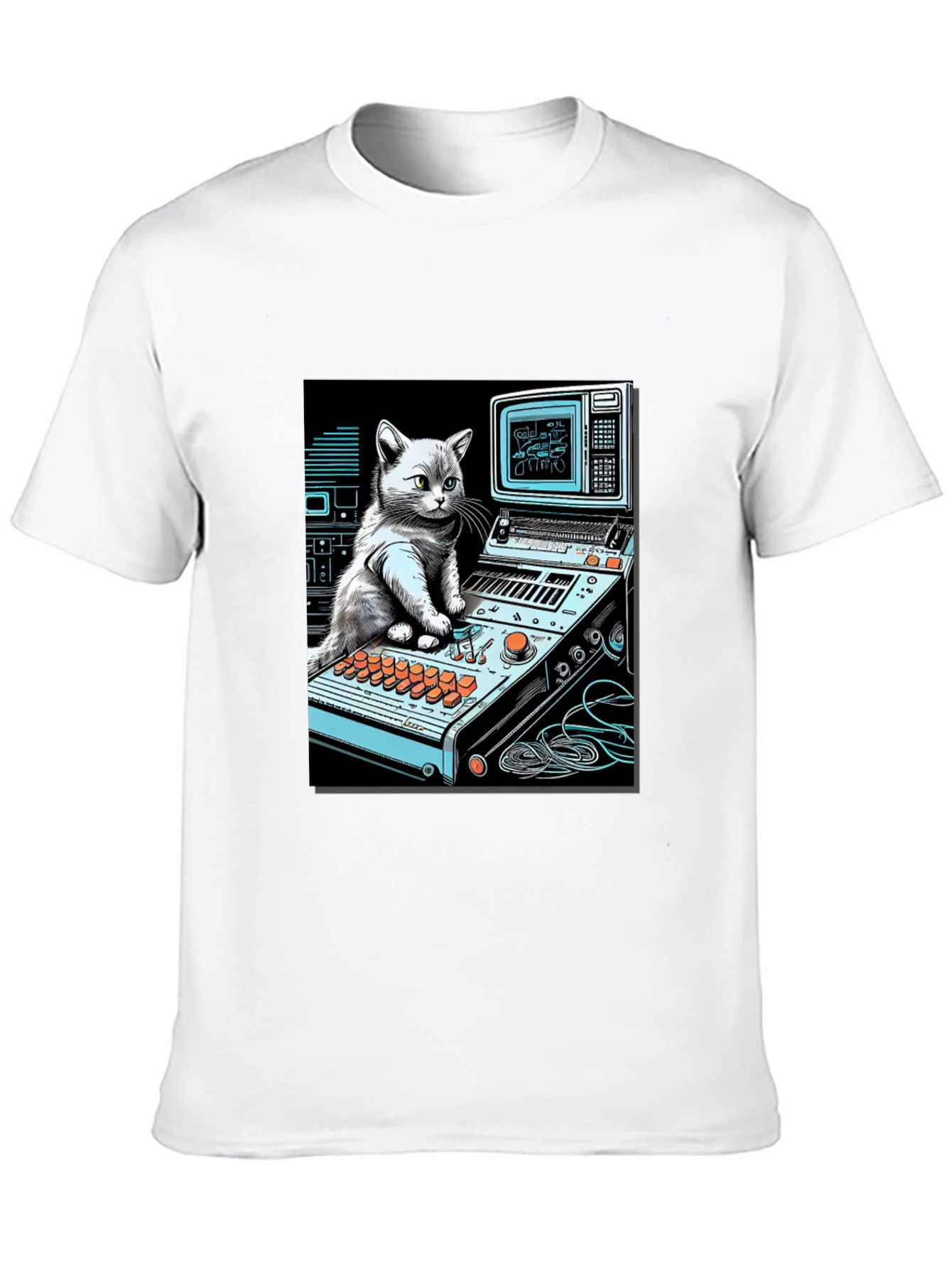Cat DJ Black T-Shirt