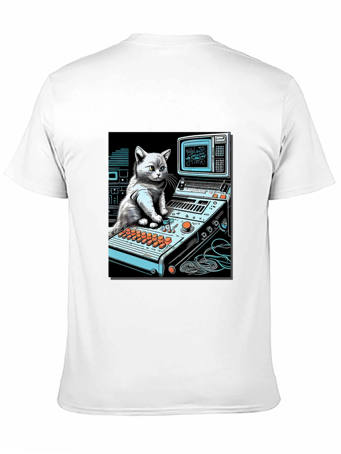Cat DJ Black T-Shirt