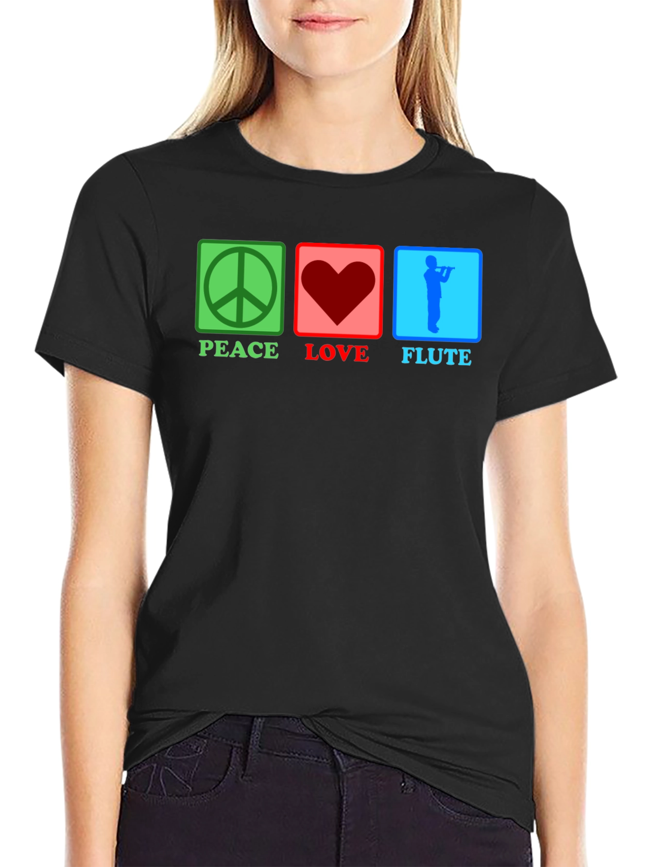 Peace Love Flute T-Shirt Music Lover Tee