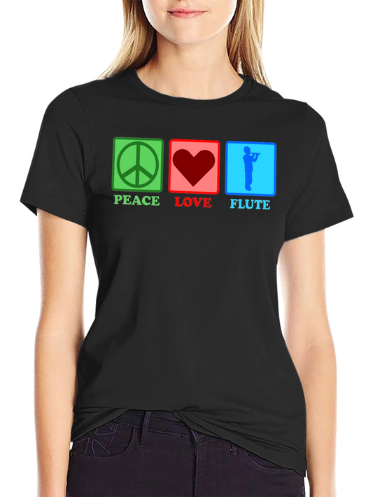 Peace Love Flute T-Shirt Music Lover Tee
