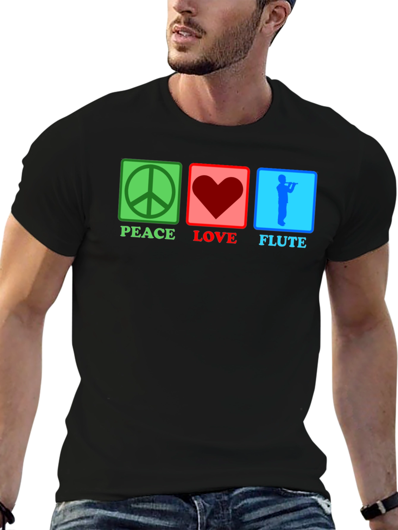 Peace Love Flute T-Shirt Music Lover Tee