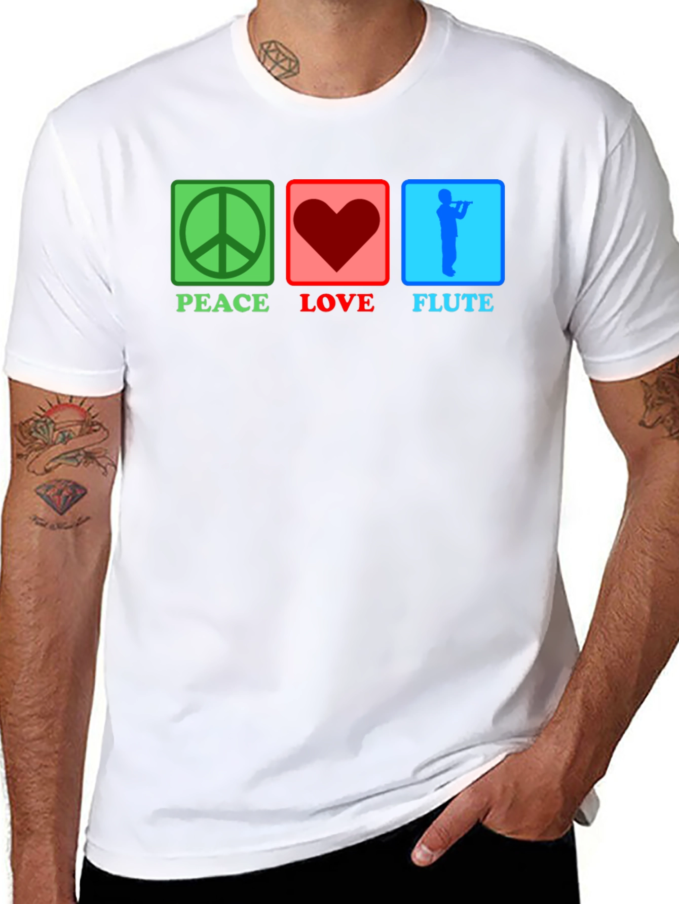 Peace Love Flute T-Shirt Music Lover Tee