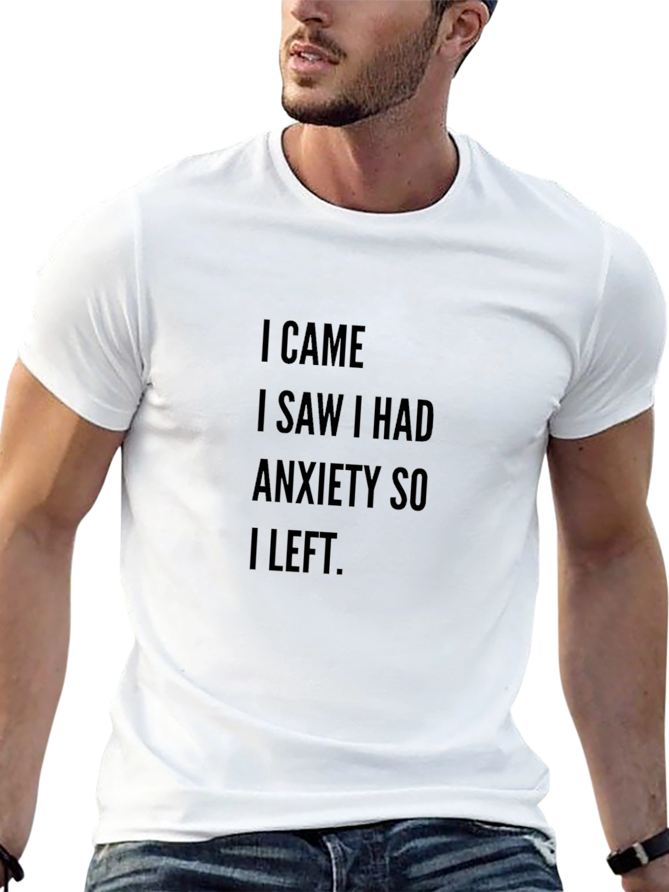 Anxiety Slogan T-Shirt - Black Crew Neck Tee