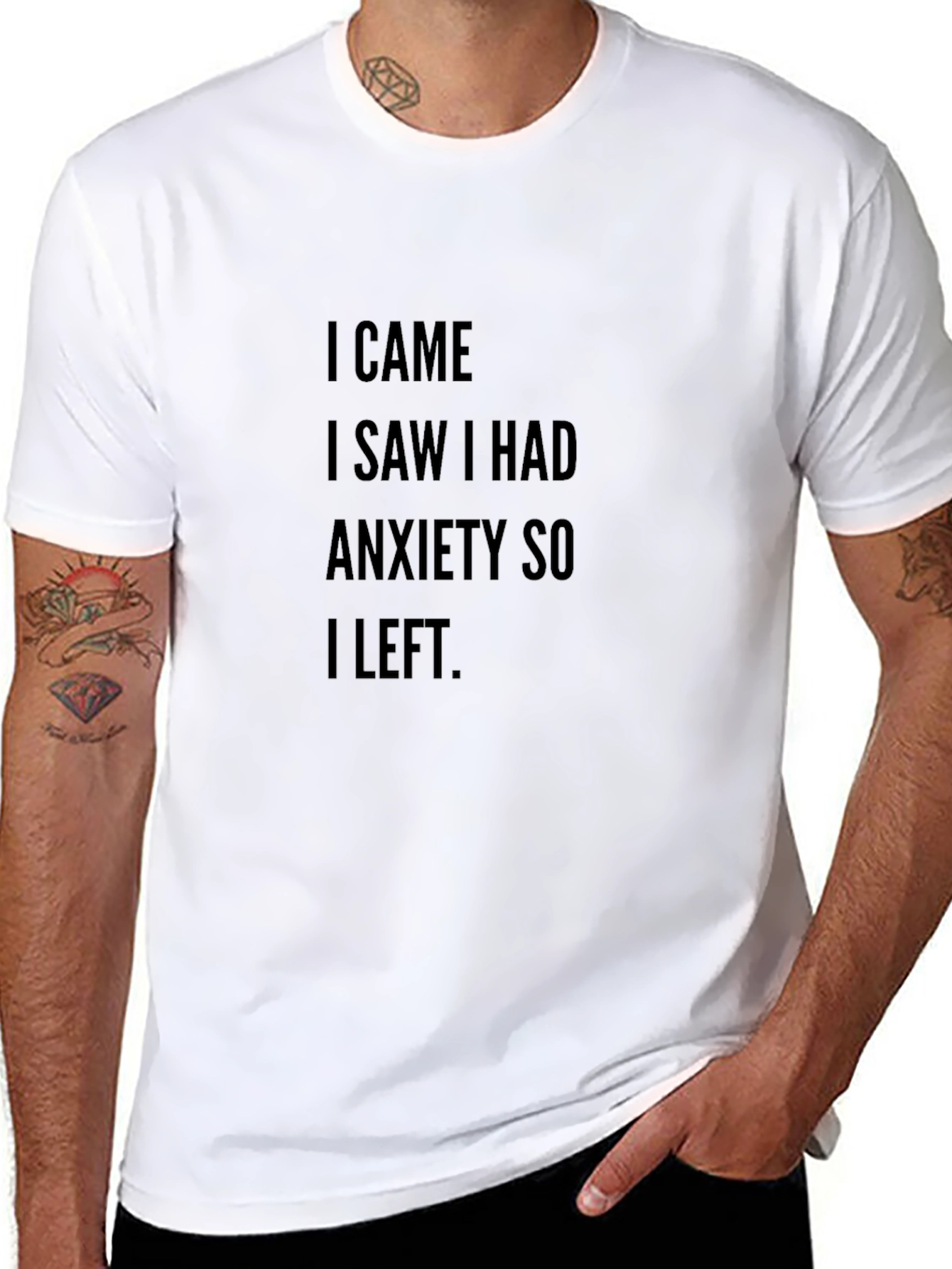 Anxiety Slogan T-Shirt - Black Crew Neck Tee