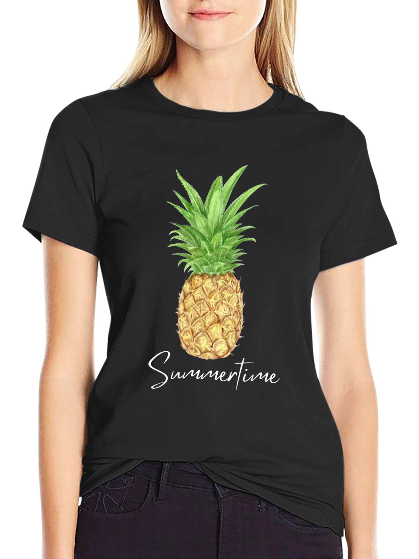 Pineapple Summertime Graphic Tee - Black
