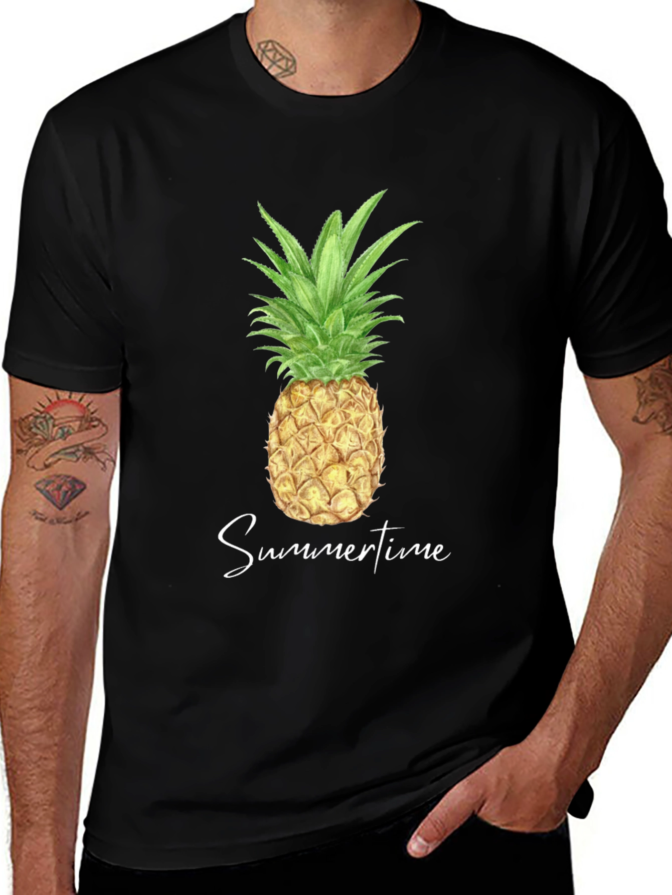 Pineapple Summertime Graphic Tee - Black