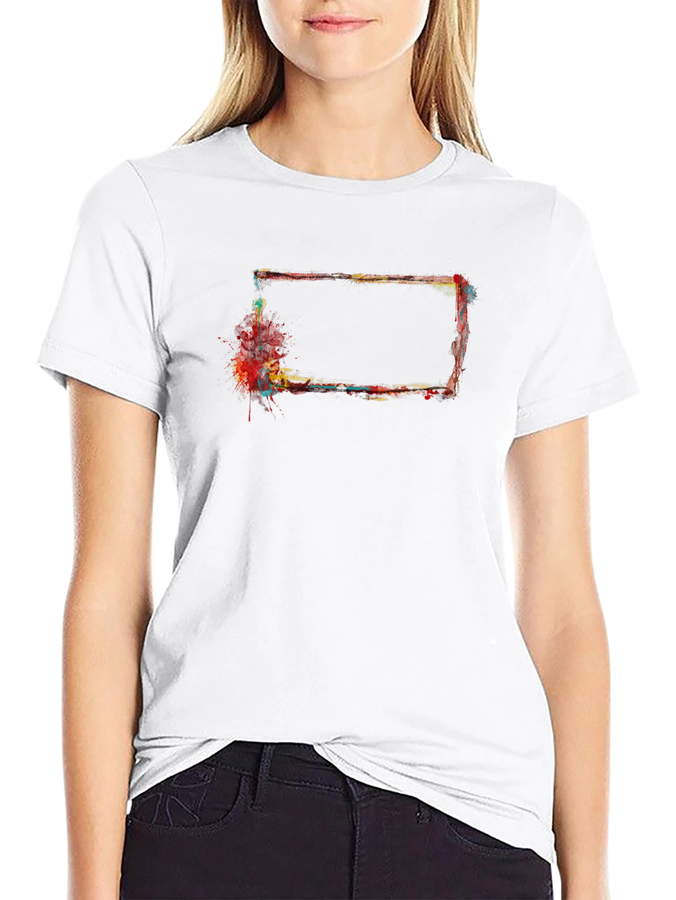 Abstract Rectangular Paint Splatter Black T-Shirt