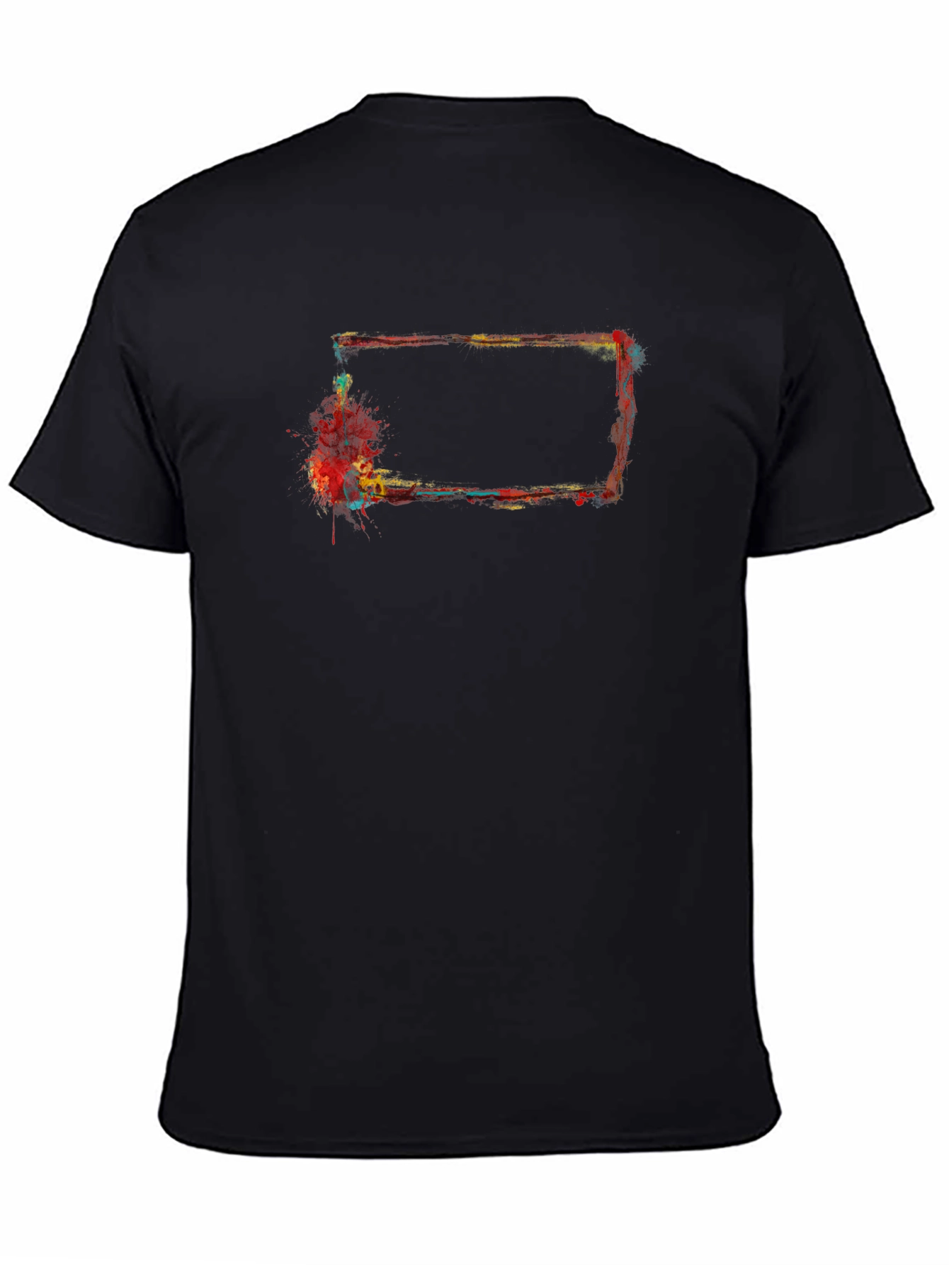 Abstract Rectangular Paint Splatter Black T-Shirt