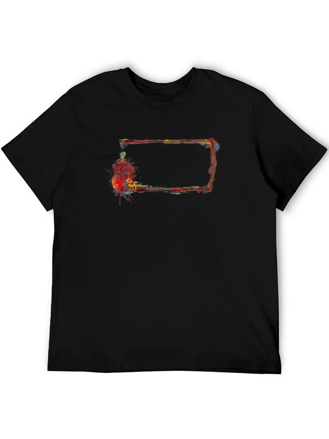 Abstract Rectangular Paint Splatter Black T-Shirt