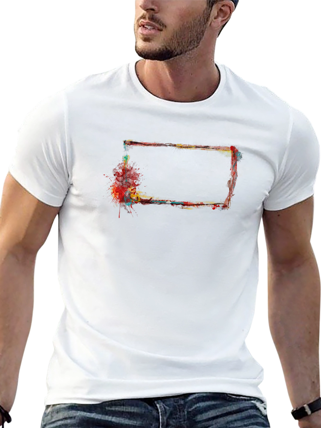 Abstract Rectangular Paint Splatter Black T-Shirt