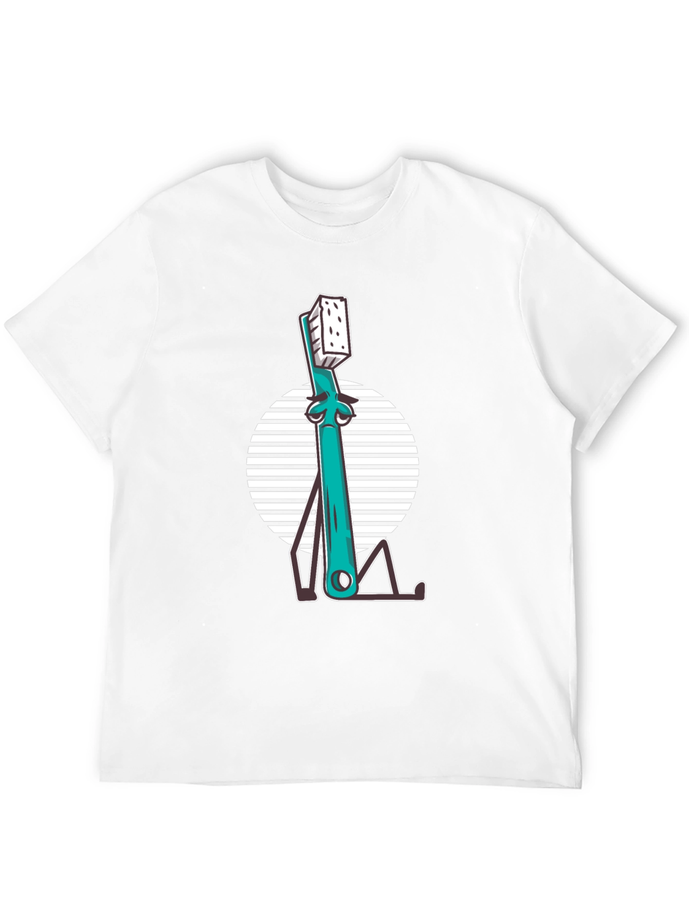 Quirky Toothbrush Graphic Tee - Black Cotton T-Shirt