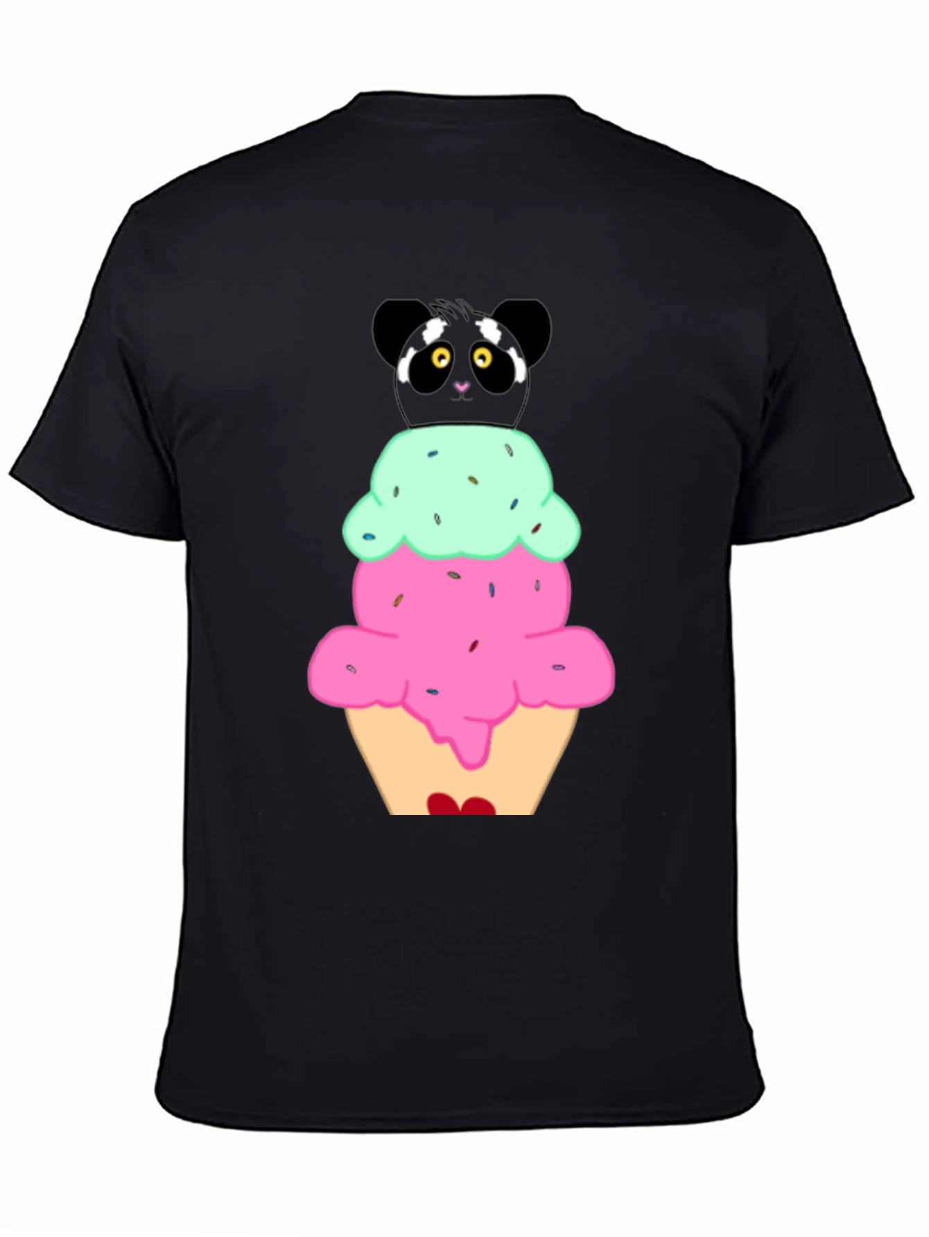 Panda Ice Cream Graphic T-Shirt - Cute Novelty Tee