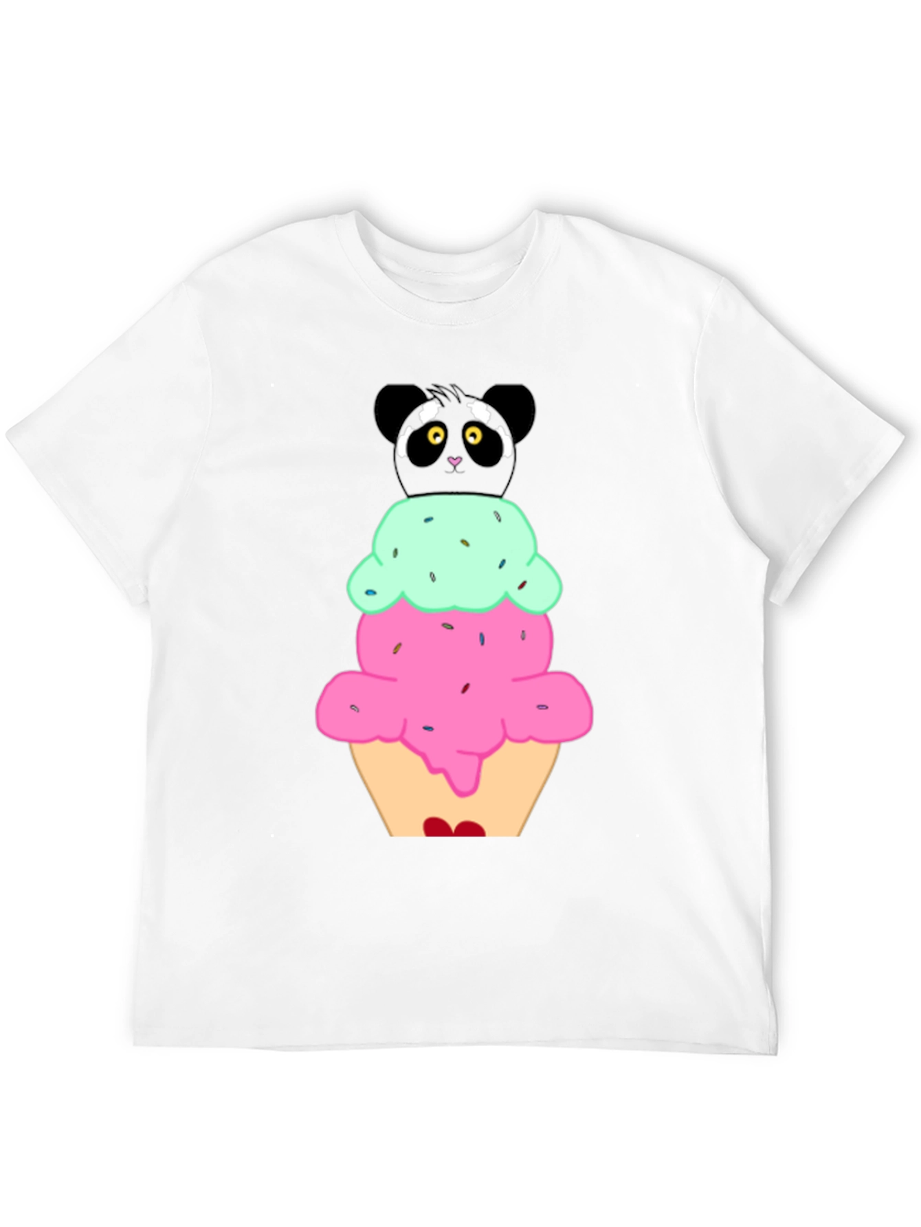 Panda Ice Cream Graphic T-Shirt - Cute Novelty Tee