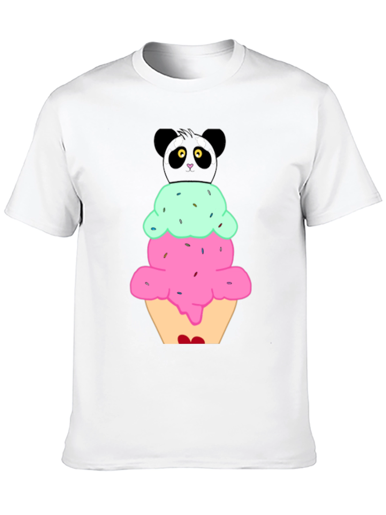 Panda Ice Cream Graphic T-Shirt - Cute Novelty Tee