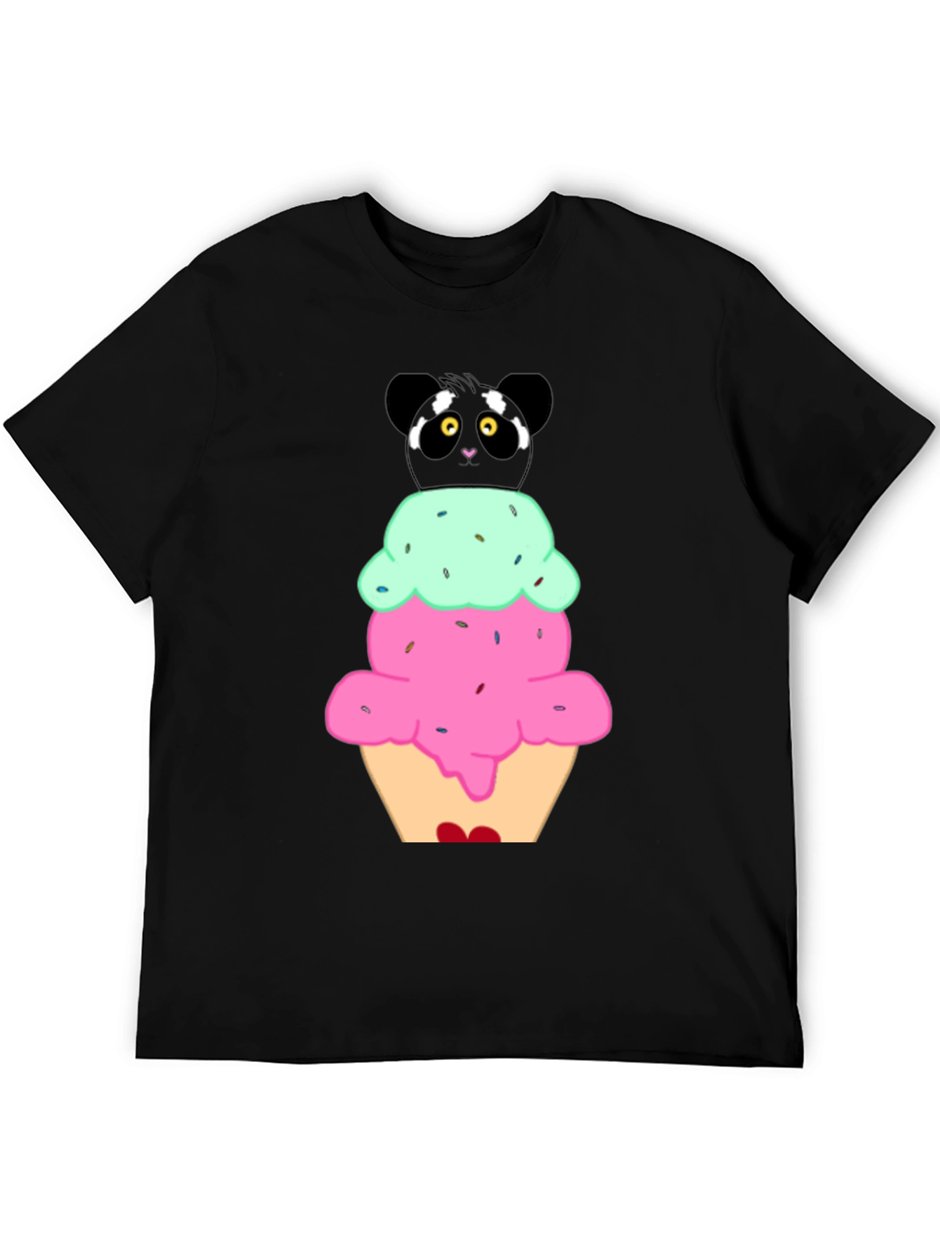 Panda Ice Cream Graphic T-Shirt - Cute Novelty Tee