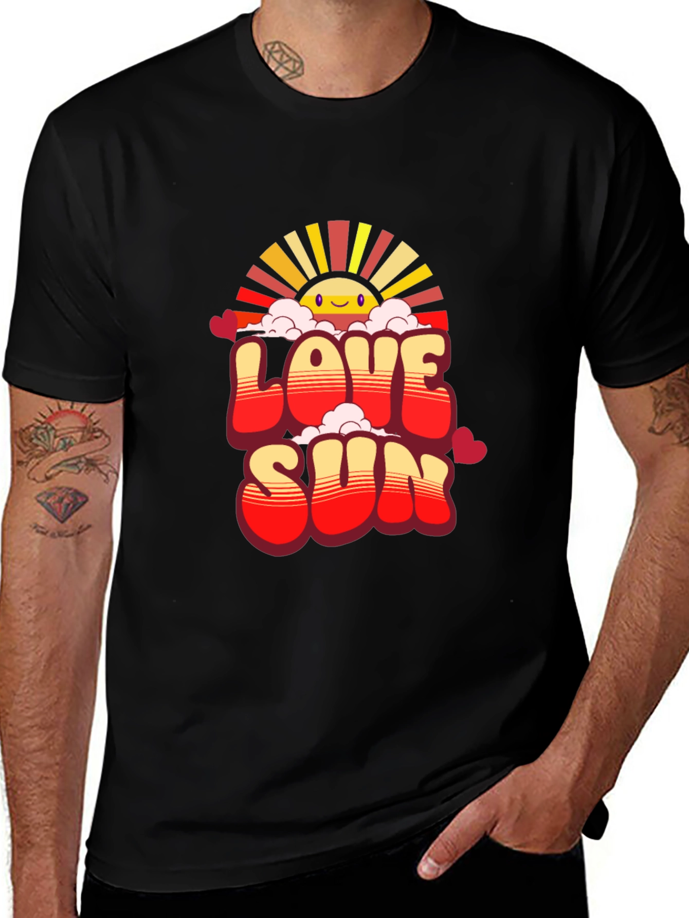 Love Sun Graphic Tee - Black Cotton Casual Shirt