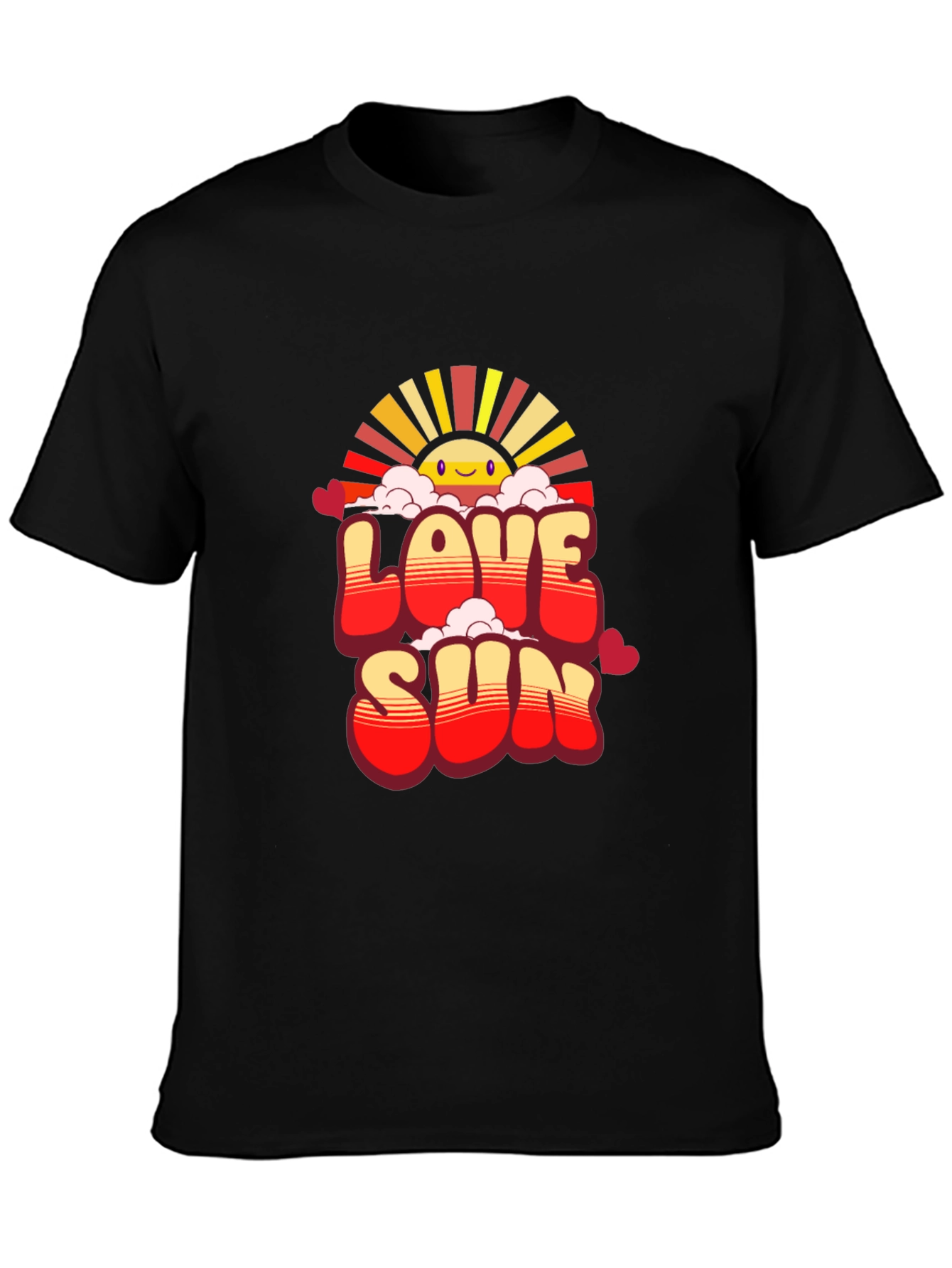 Love Sun Graphic Tee - Black Cotton Casual Shirt
