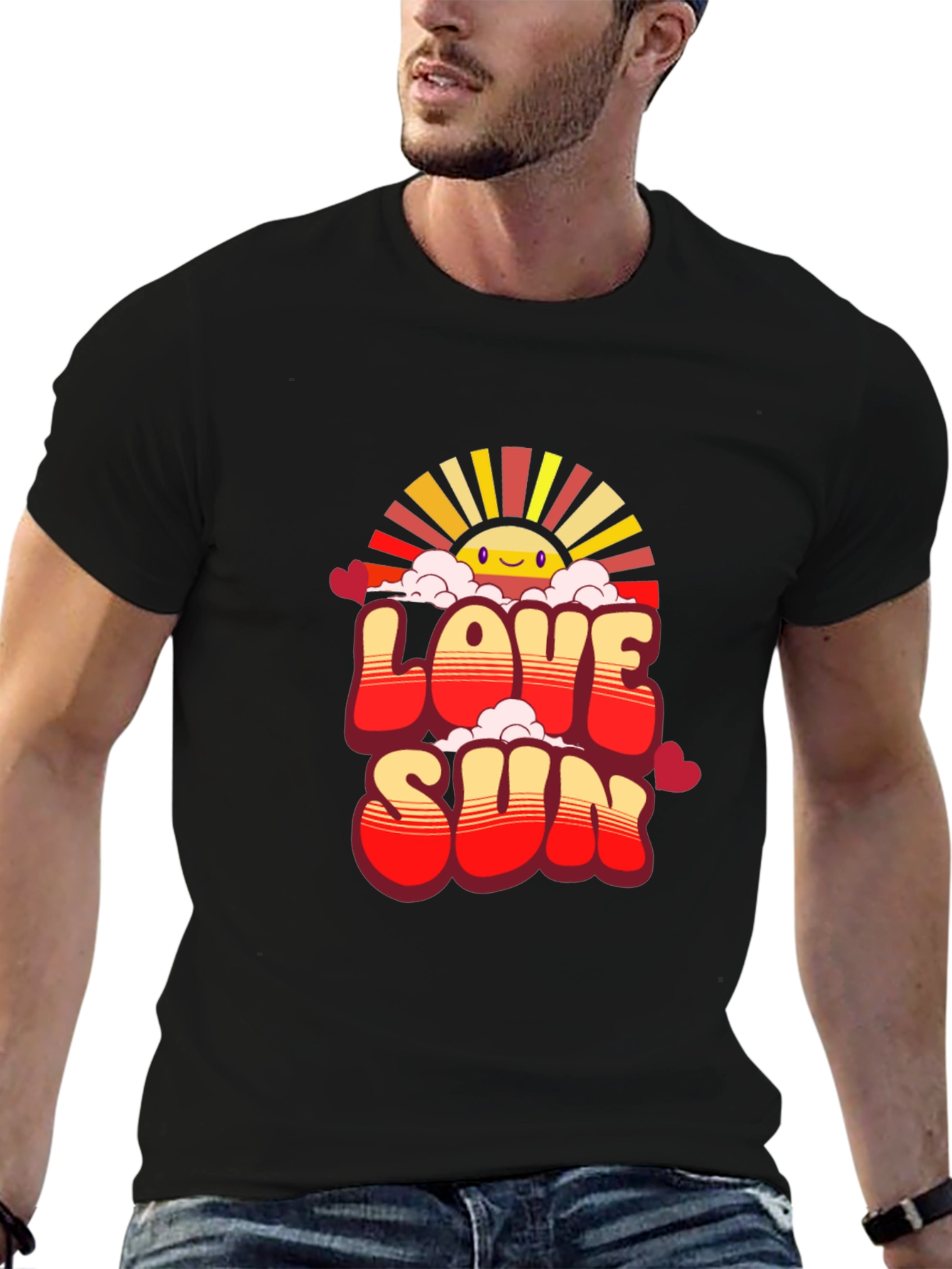 Love Sun Graphic Tee - Black Cotton Casual Shirt