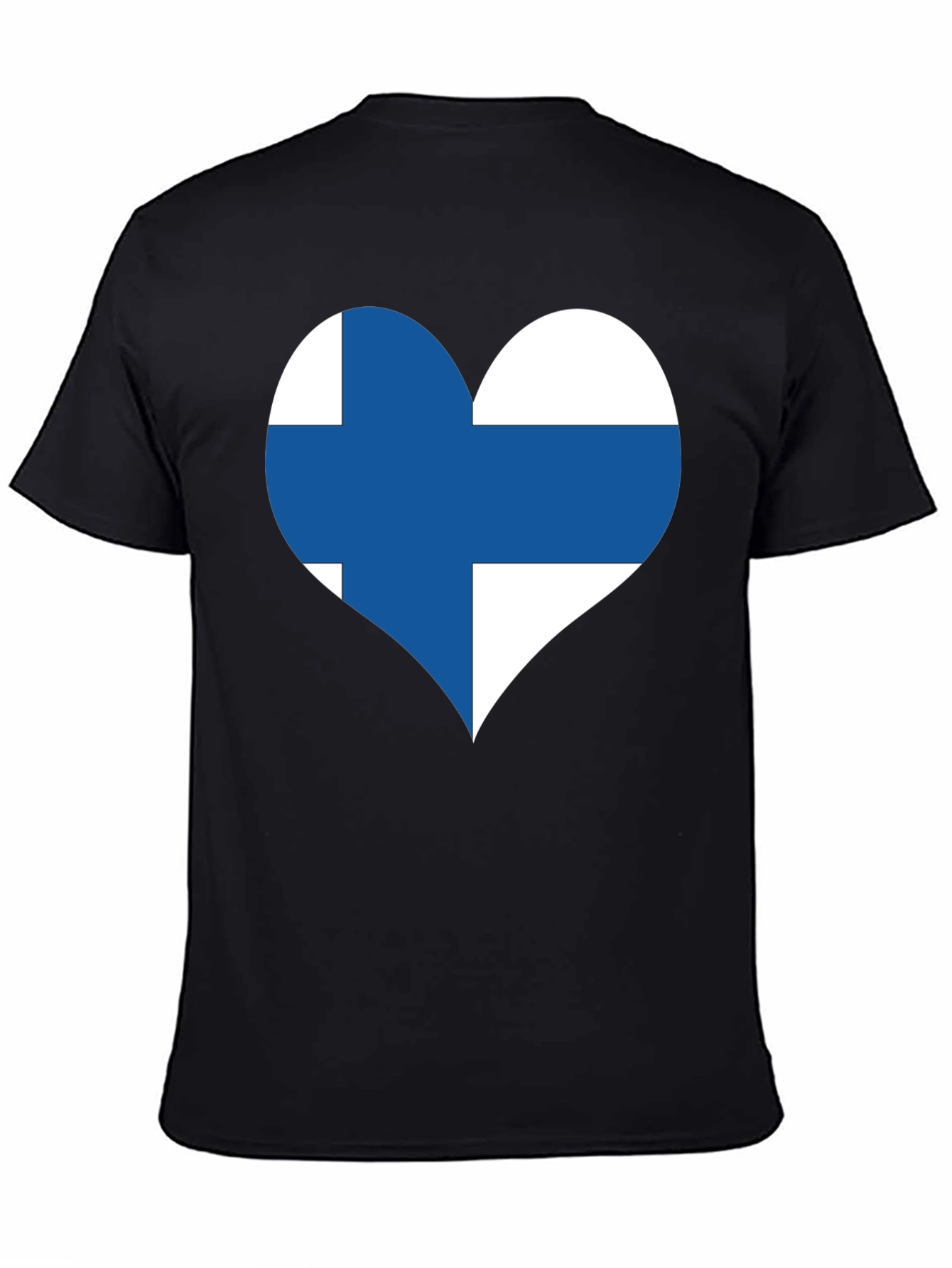 Finland Flag Heart T-Shirt - Black Cotton Tee