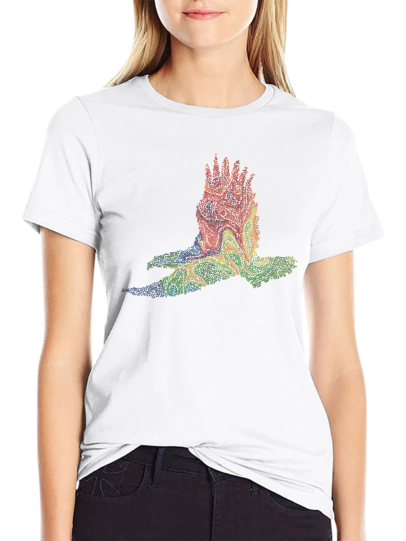 Abstract Bird Graphic Black T-Shirt